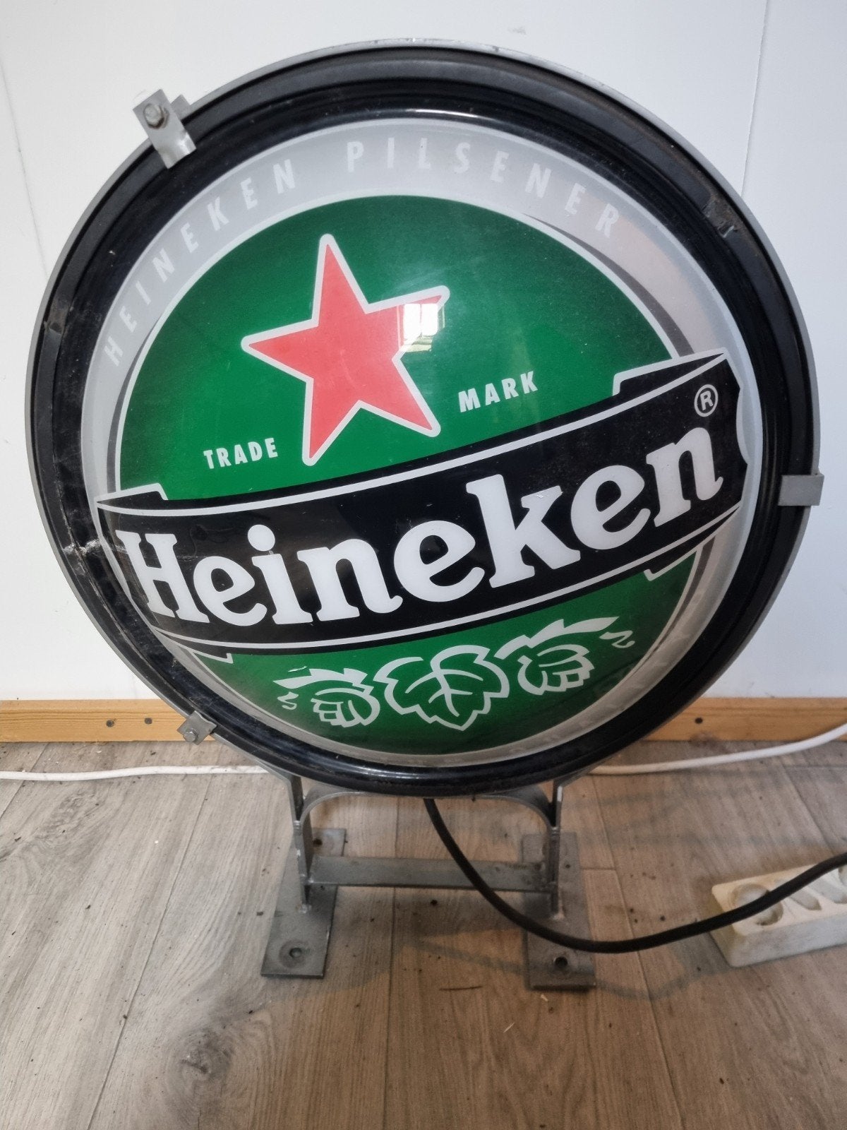 Heineken bier lichtbak bord 50 gevel lamp licht, Verzamelen, Ophalen of Verzenden, Gebruikt, Reclamebord, Plaat of Schild, Heineken