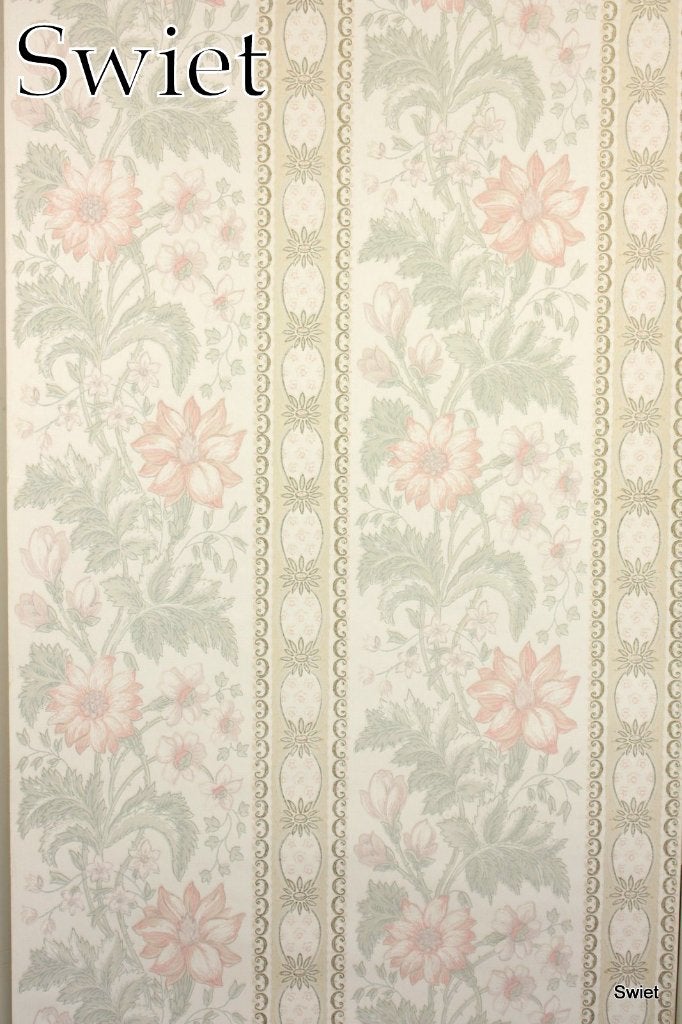 6552 romantisch bloemen vintage wallpaper pastel roze groen, Huis en Inrichting, Stoffering | Behang, Verzenden, Wit