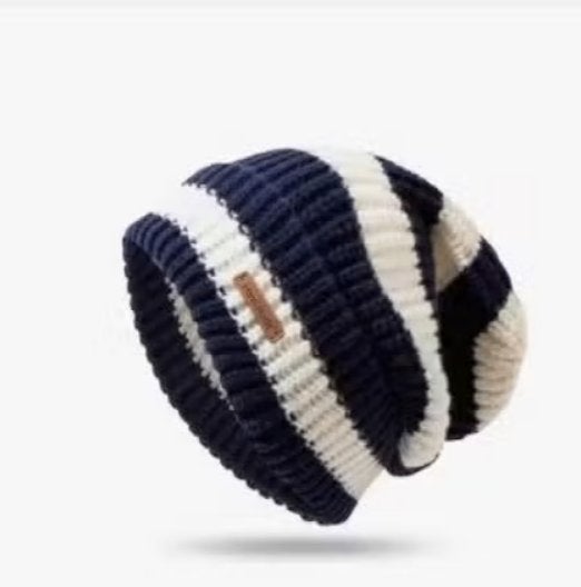 Warme gebreide muts / beanie gestreept voor dames, Ophalen of Verzenden, Nieuw, Maat 38/40 (M), Muts