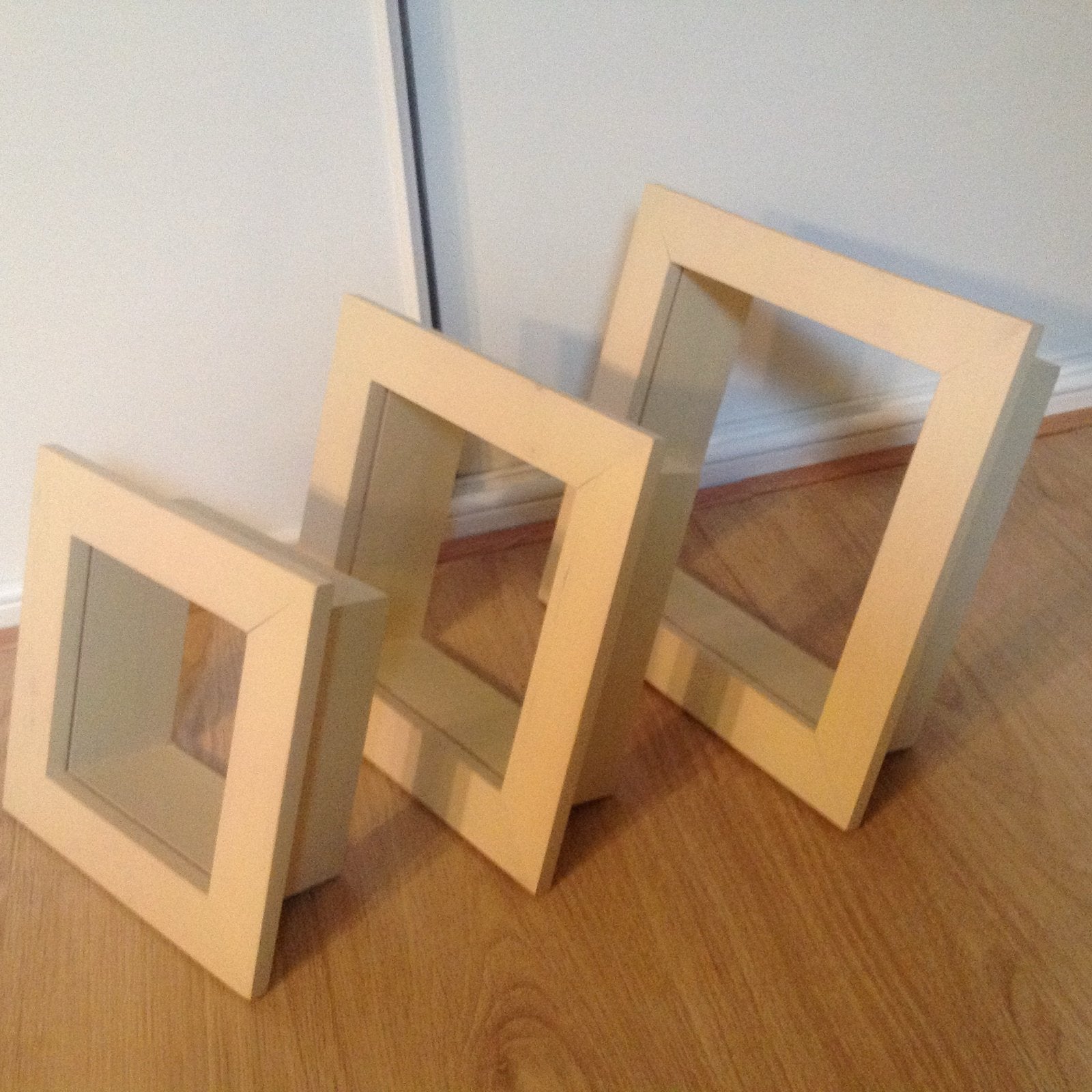 Set van 3 vierkante kubussen voor deco crème/lichtgeel, Gebruikt, Beige, Ophalen of Verzenden, Fotolijst