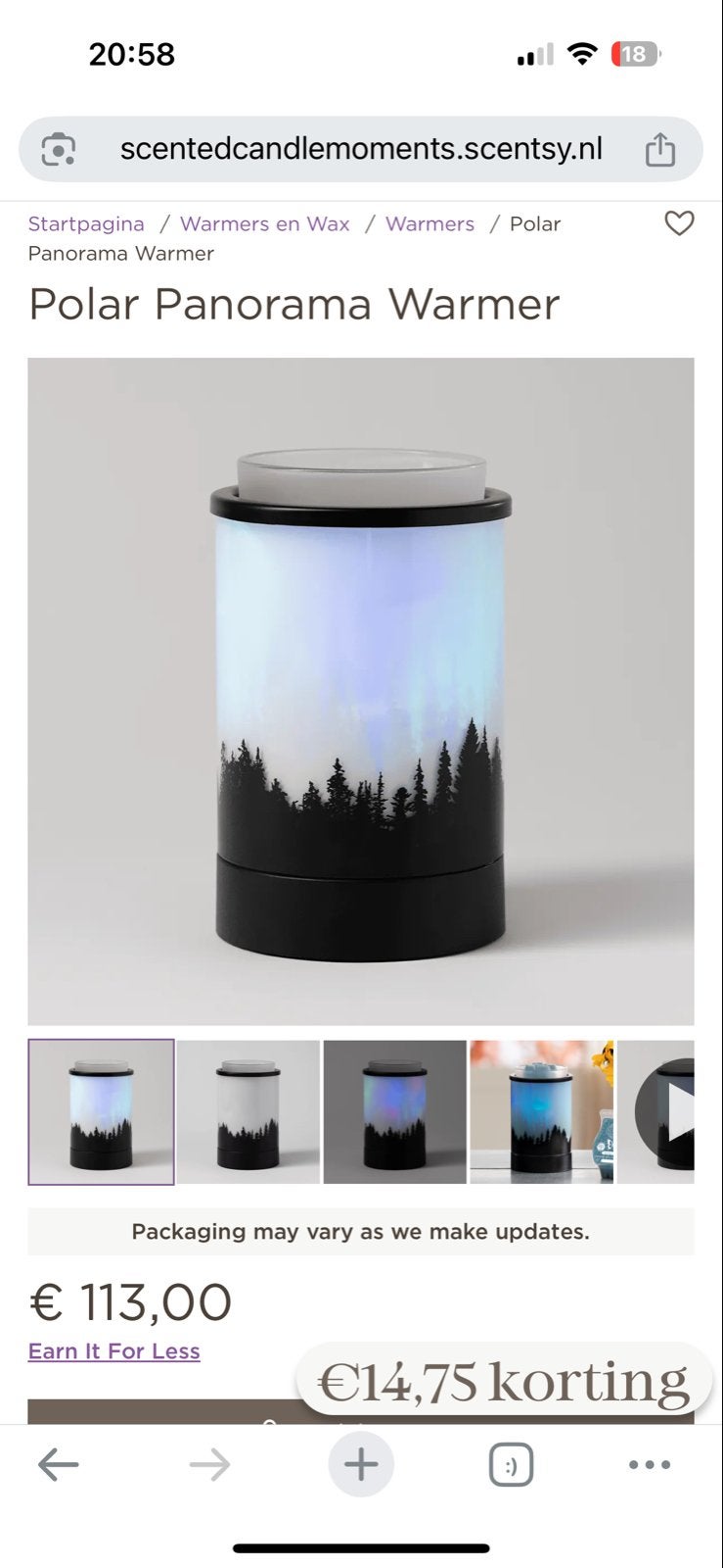 Scentsy Polar Panorama Warmer - Sfeervolle Waxbrander, Zwart, Verzenden, Nieuw, Modern
