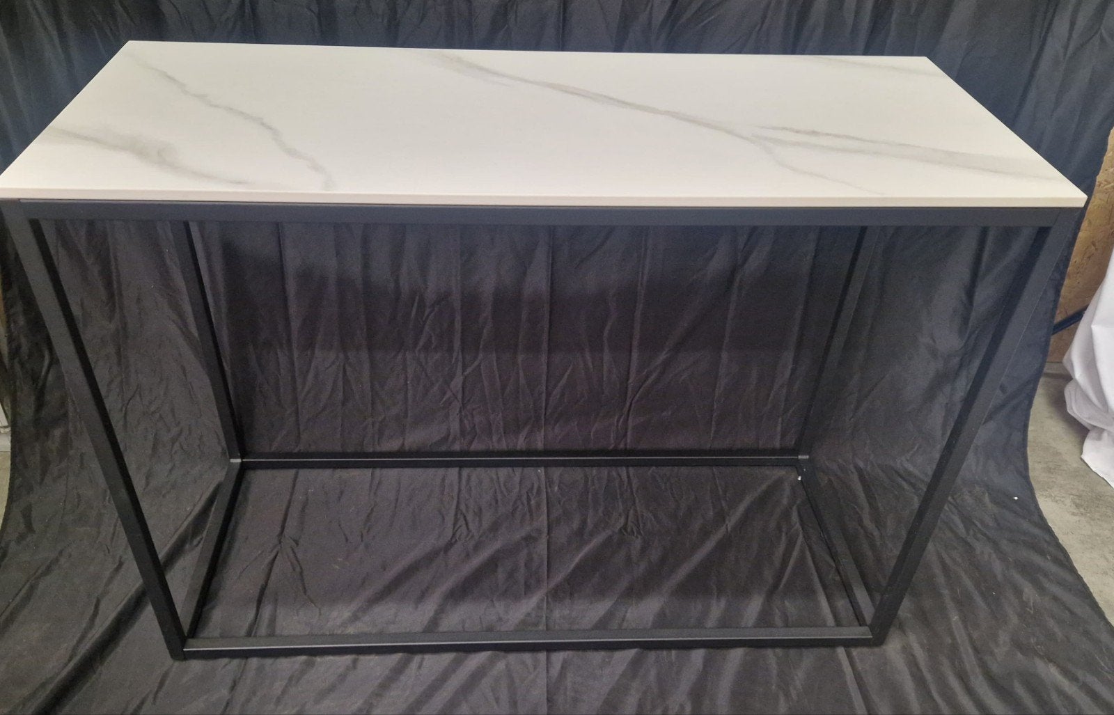Marmerlook Sidetable met Stenen Blad - 100x40x70 cm, Ophalen