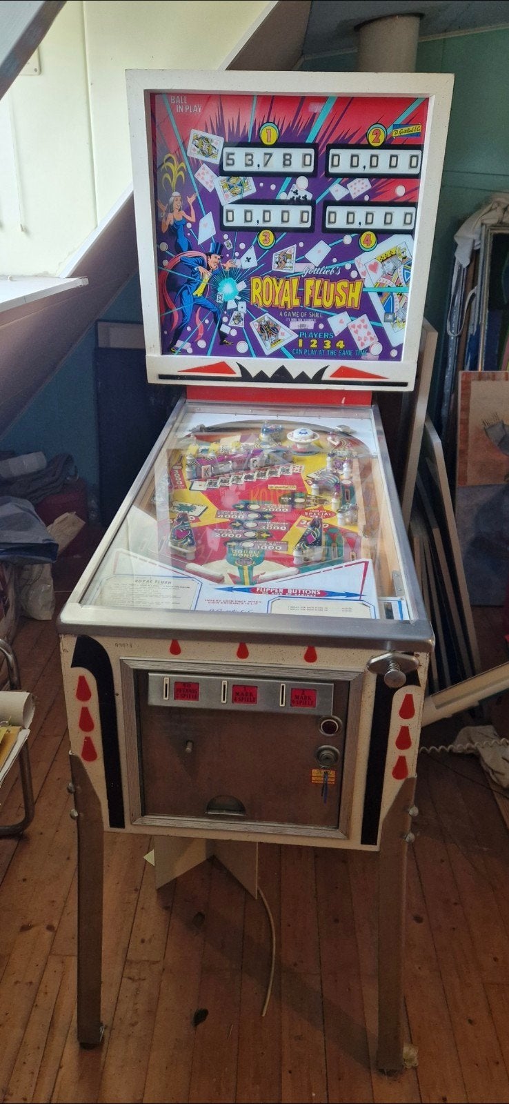 Klassieke Gottlieb Royal Flush flipperkast (1976) – EM, Verzamelen, Ophalen, Gebruikt, Mechanisch, Gottlieb