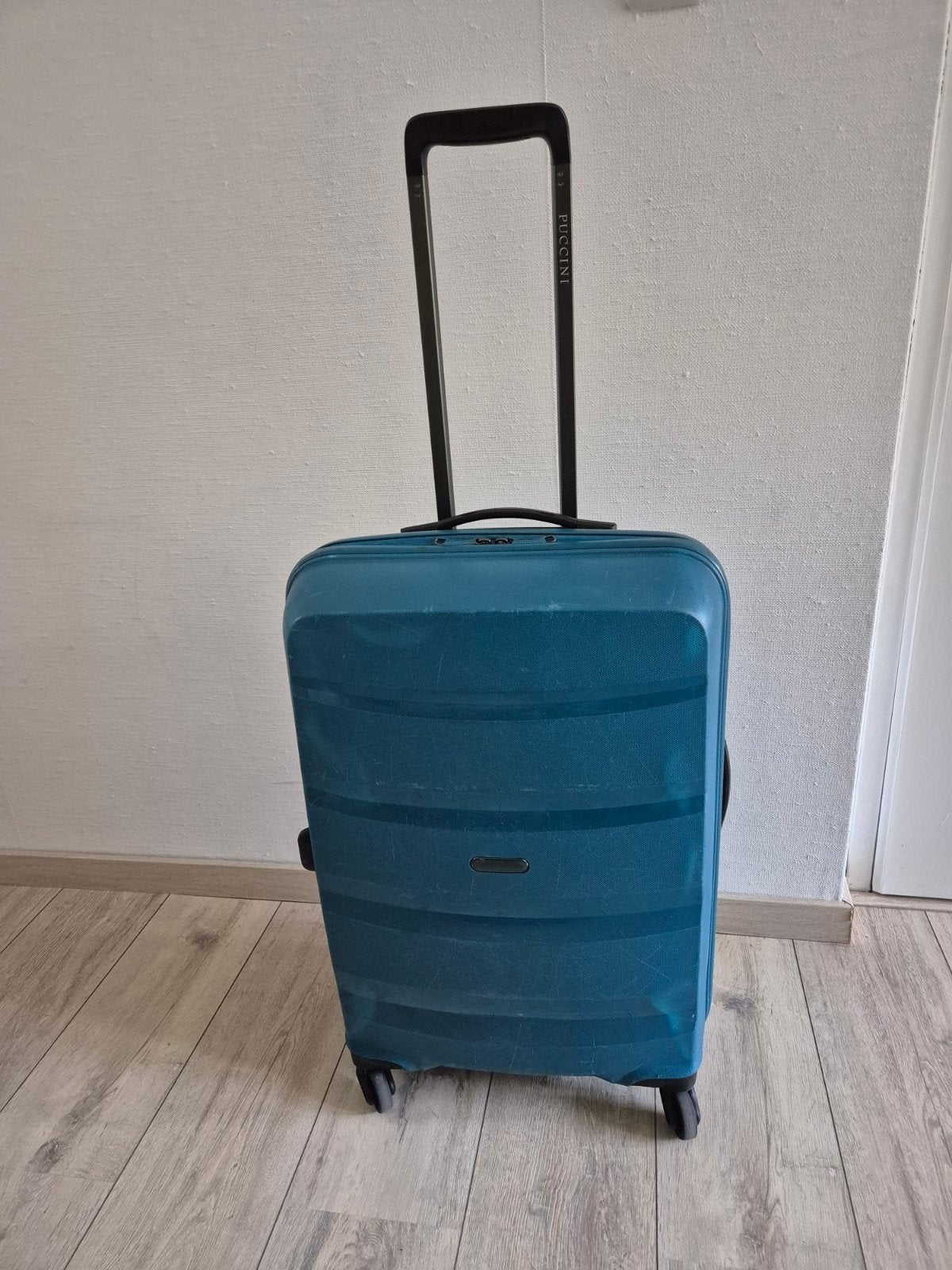 Puccini Koffer - Blauw - Handbagage formaat, Gebruikt, 50 tot 60 cm, Hard kunststof, 35 tot 45 cm