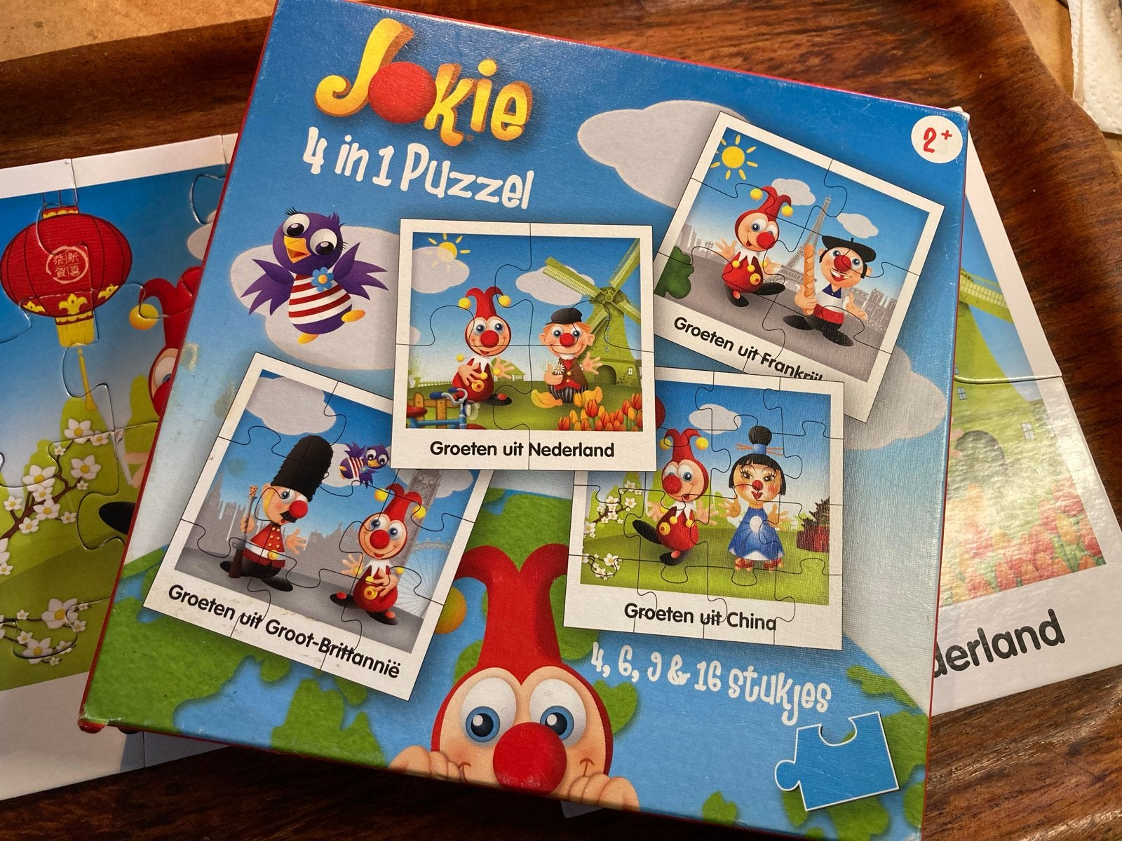 Jokie 4-in-1 Puzzel Efteling - Groeten uit de Wereld, Kinderen en Baby's, Ophalen of Verzenden, 10 tot 50 stukjes, Zo goed als nieuw