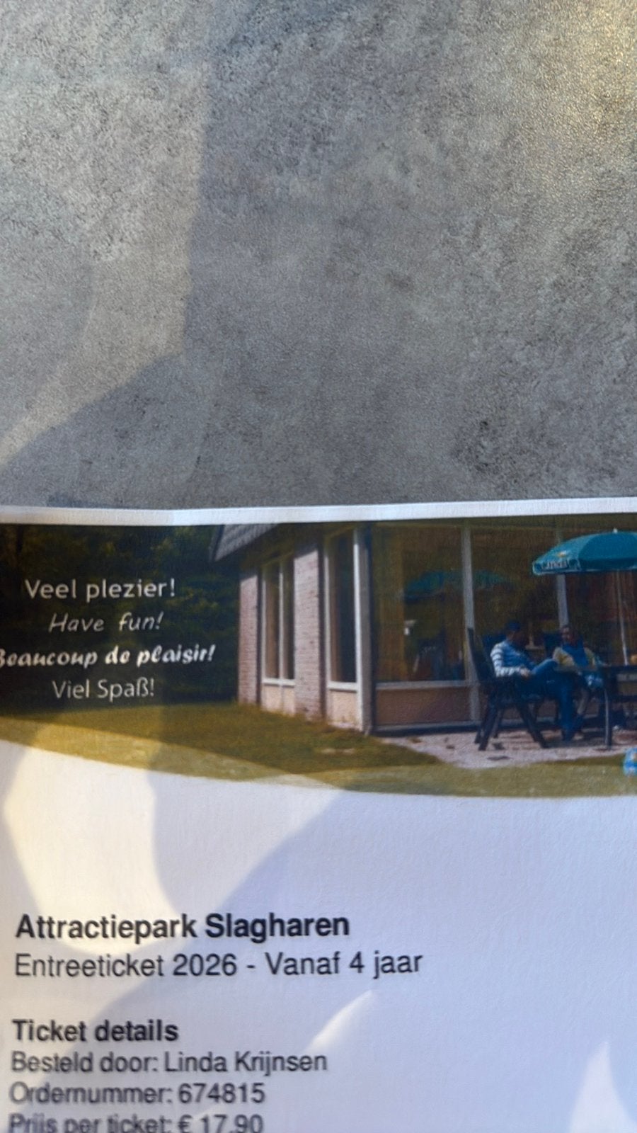 4 kaartjes slagharen, Drie personen of meer, Ticket of Toegangskaart