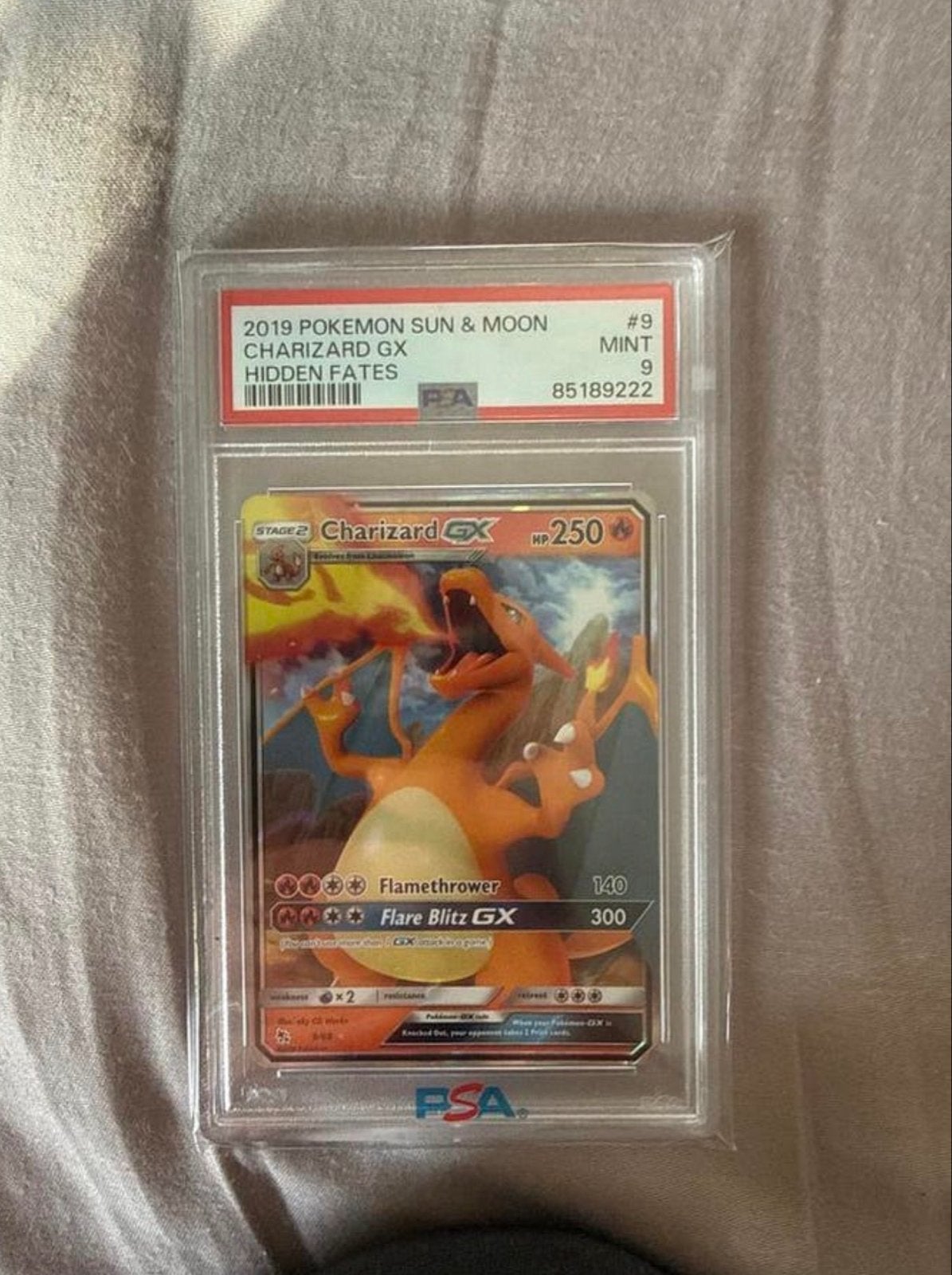 Charizard GX Hidden Fates PSA 9 #9, Ophalen of Verzenden, Zo goed als nieuw, Losse kaart