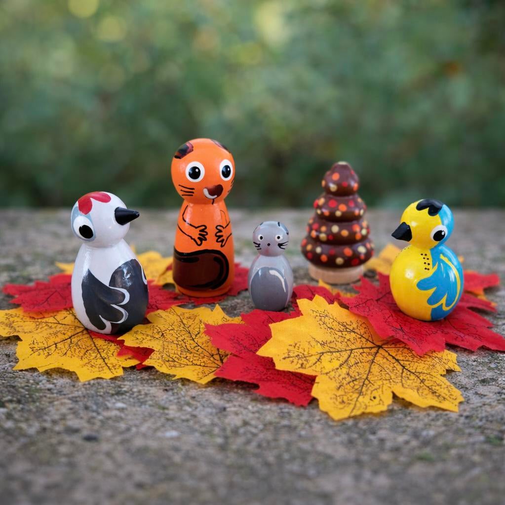 Houten pegdolls - De Blaadjesdief, Kinderen en Baby's, Speelgoed | Houten speelgoed, Ophalen of Verzenden, Nieuw, Overige typen