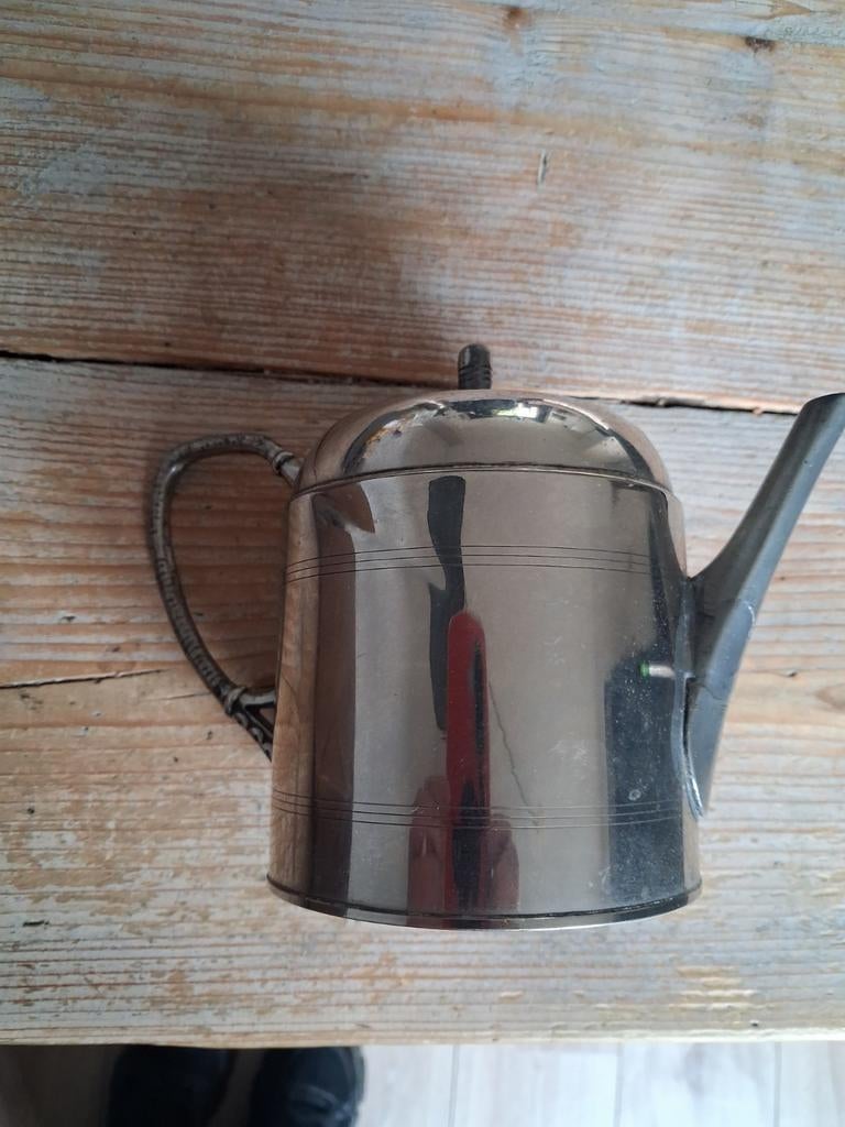 Antieke verzilverde theepot, Antiek en Kunst, Ophalen of Verzenden, Zilver
