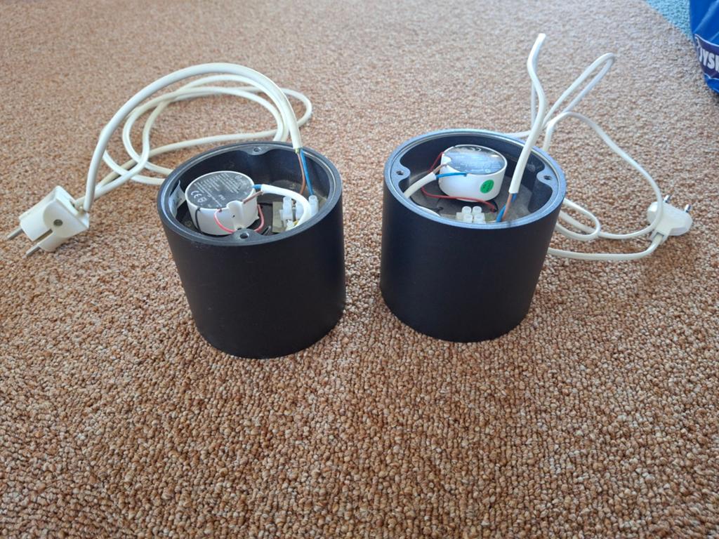 2 zwarte opbouwspots met LED driver, dimbaar, Ophalen, Gebruikt