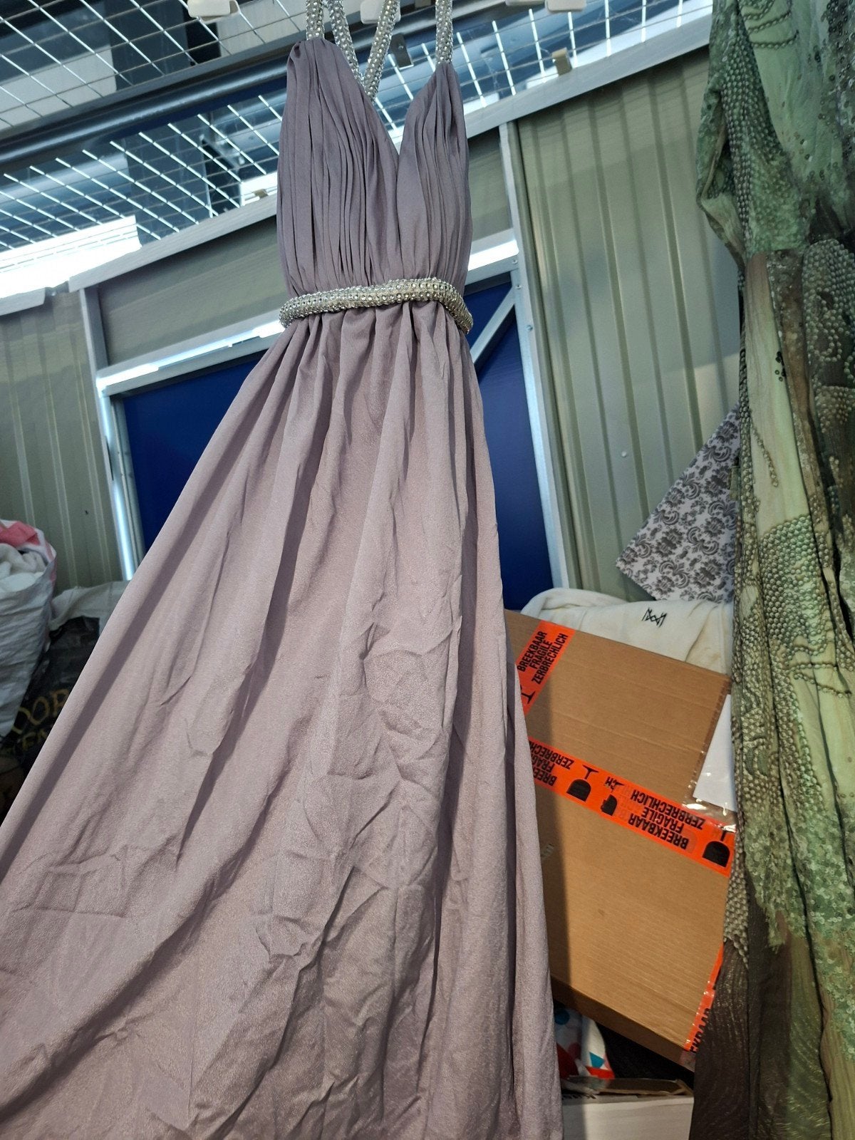 Feestjurk maat S/m oud lila blote rug en steentjes, Maat 38/40 (M), Galajurk, Paars, Ophalen of Verzenden