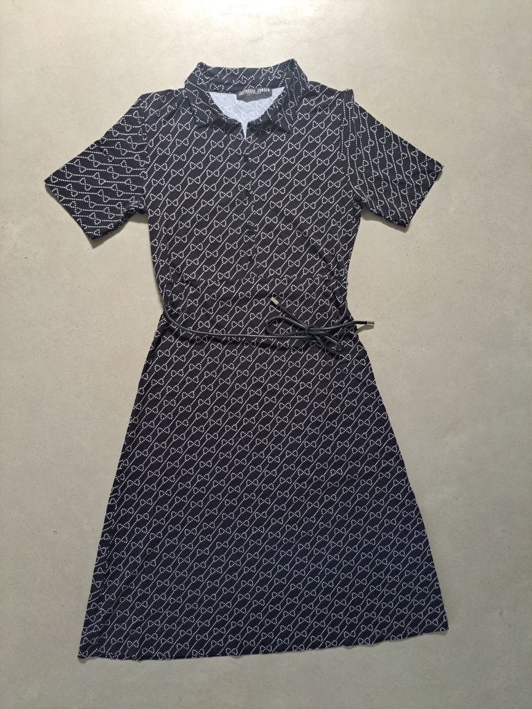 Midi jurk Juffrouw Janssen maat L, Zwart, Maat 42/44 (L), Ophalen of Verzenden, Gedragen