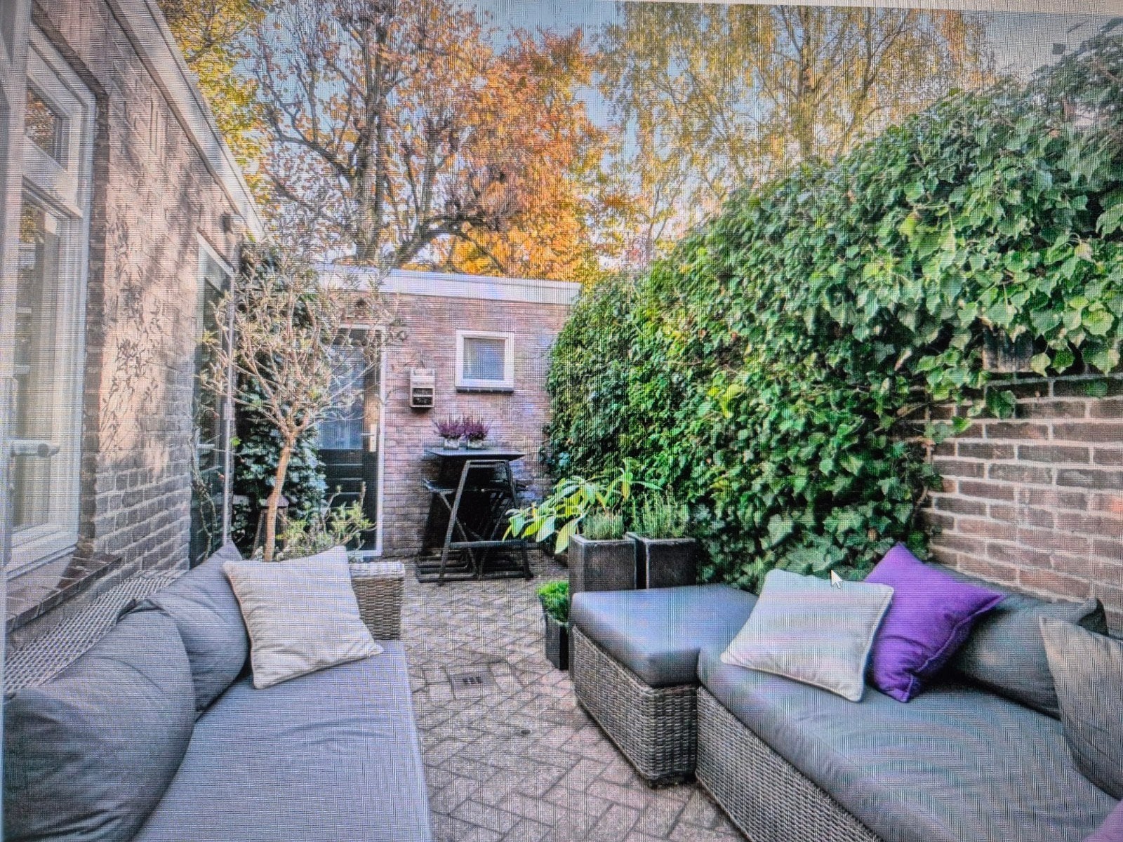 Lounge tuinset met grijze kussens, Tuin en Terras, Ophalen, 5 zitplaatsen, Gebruikt, Bank