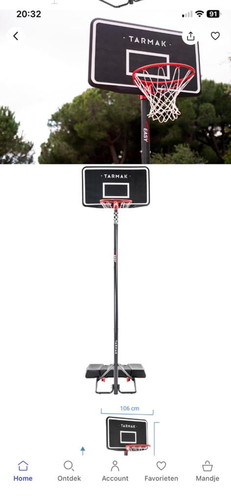 Verstelbare basketbalpaal, Ophalen, Gebruikt, Ring, Bord of Paal