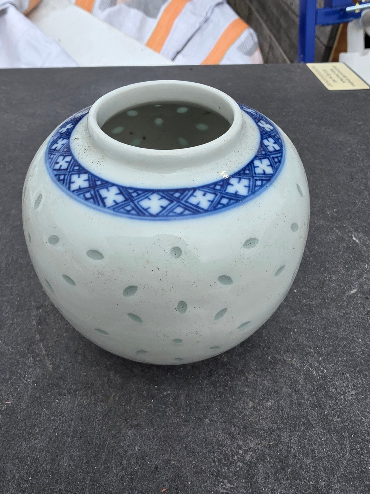 Antieke Chinese gemberpot met blauw-wit decor, Antiek en Kunst, Ophalen of Verzenden