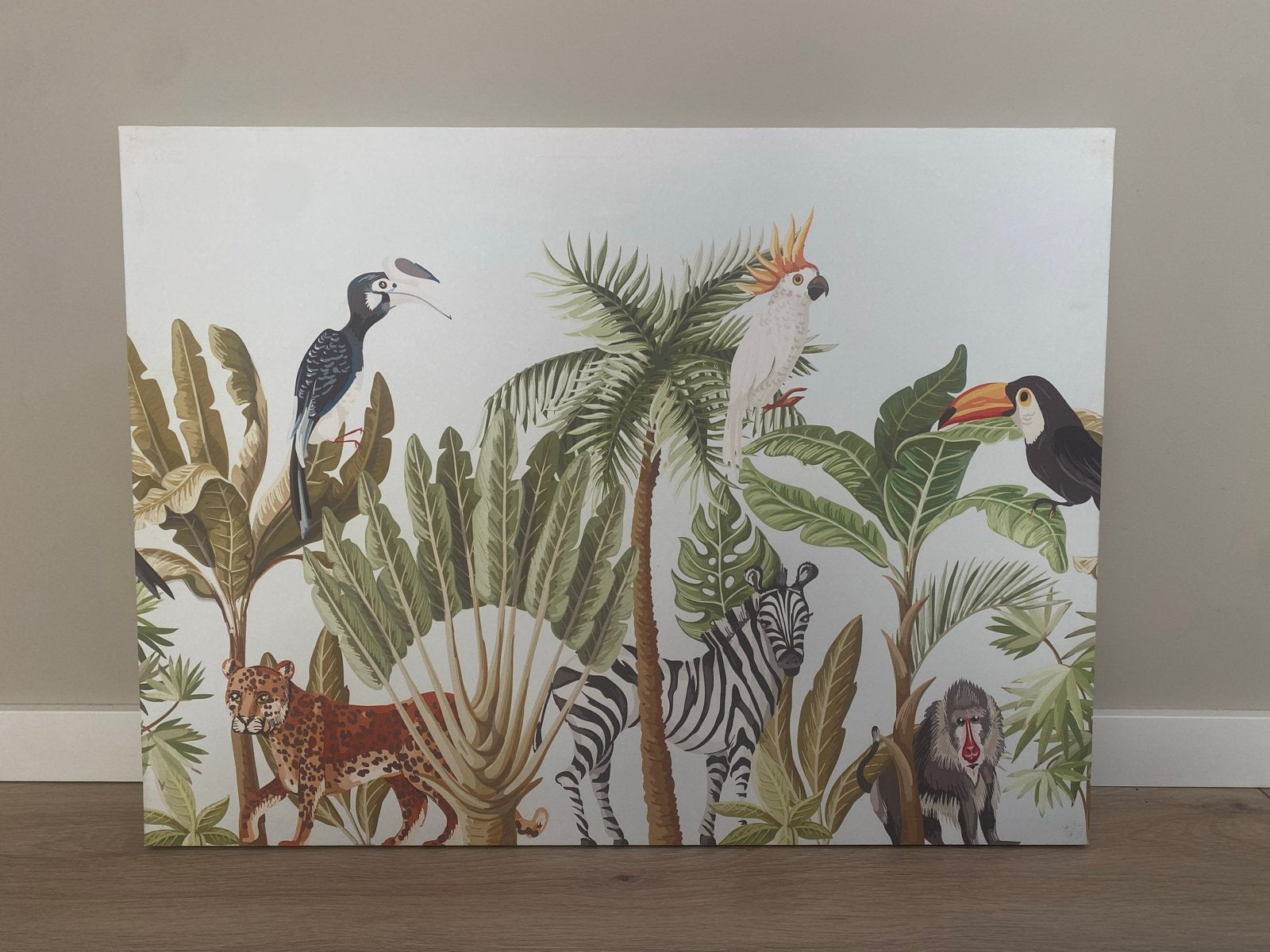 Jungle Dieren Canvas Schilderij - Tropische Kunst, Ophalen, 50 – 75, Zo goed als nieuw, Schilderij