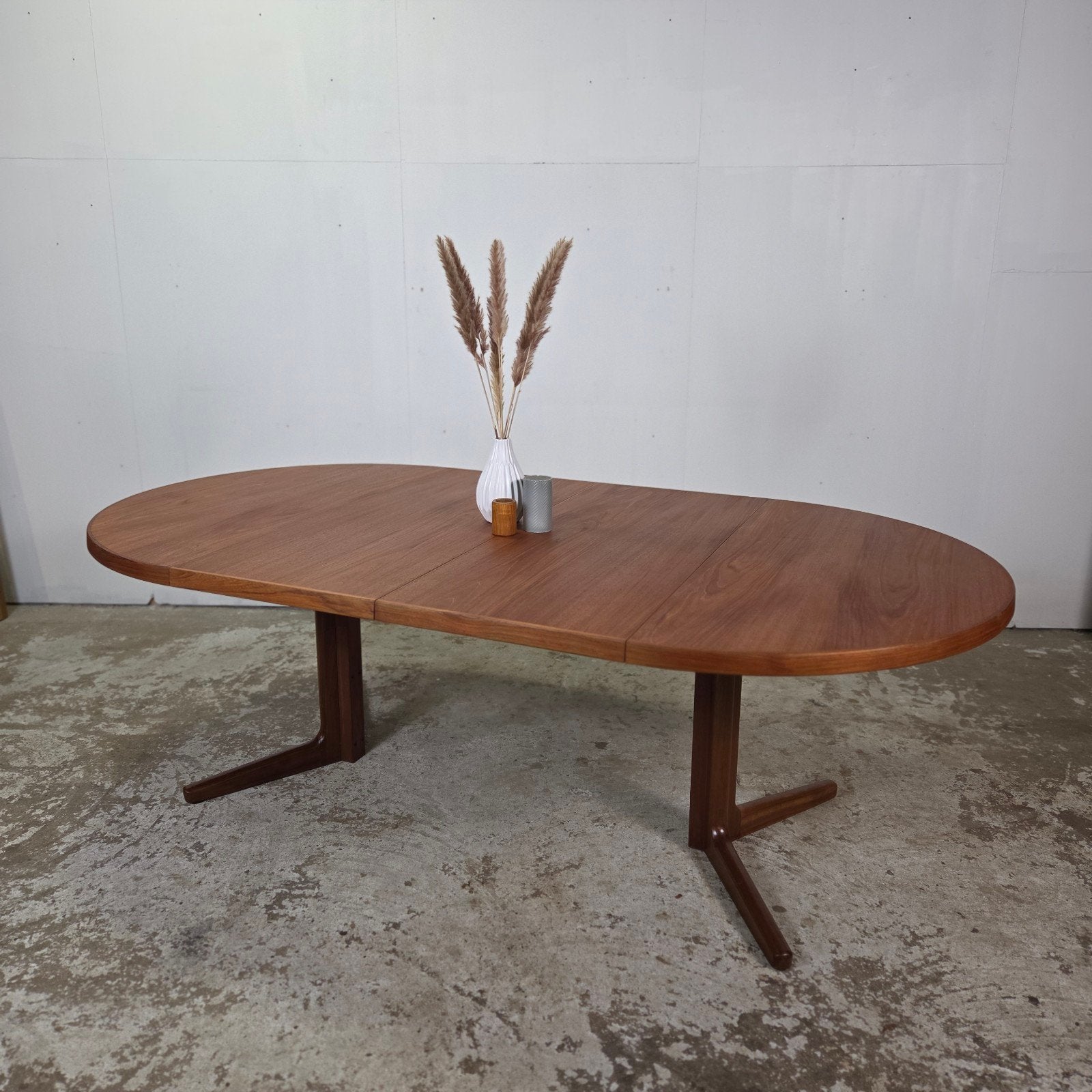 Vintage jaren 60 Deense ovale eettafel teak 220cm bij 120cm, Ophalen, Gebruikt, 100 tot 150 cm, Teakhout