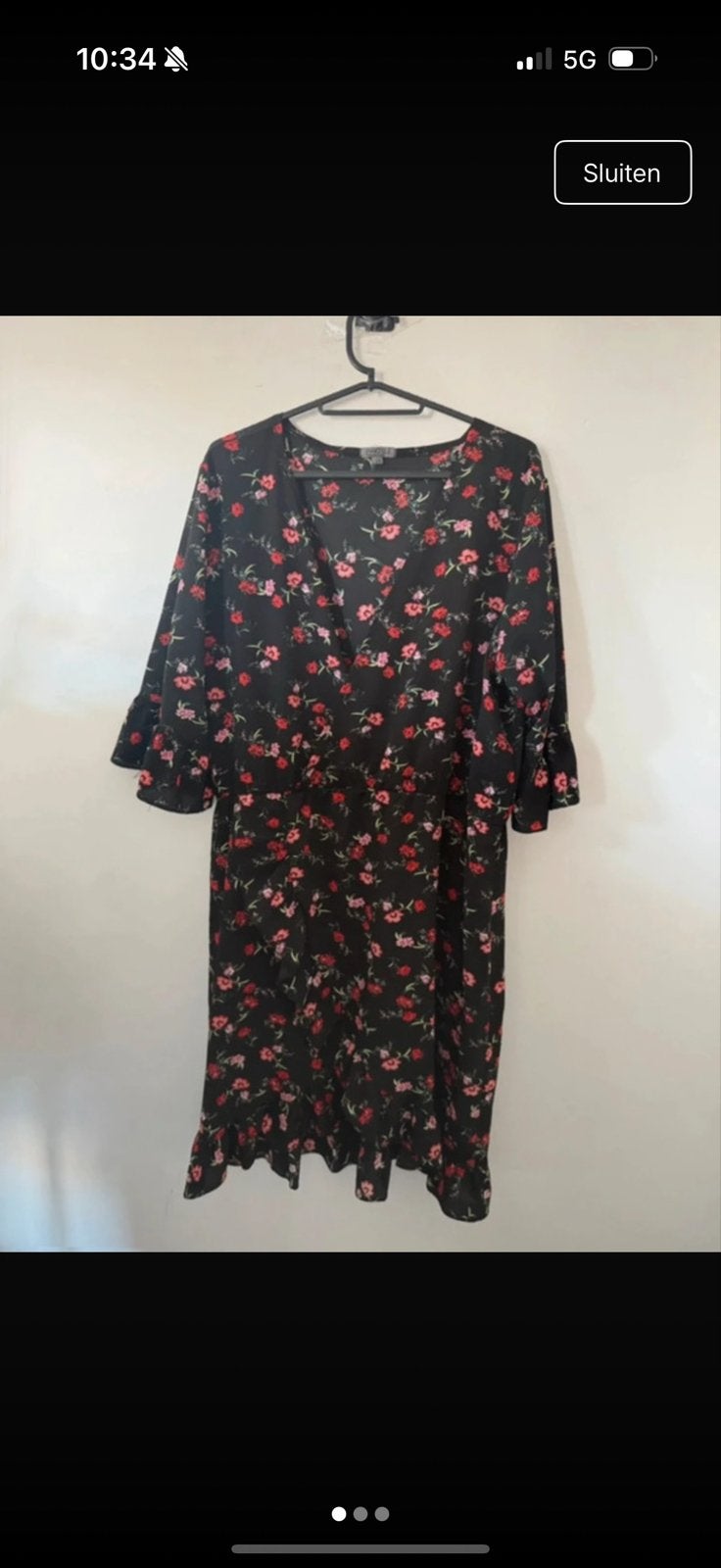 Liz Devy Zwarte Bloemenjurk Maat XL, Kleding | Dames, Zwart, Maat 46/48 (XL) of groter, Ophalen of Verzenden, Zo goed als nieuw