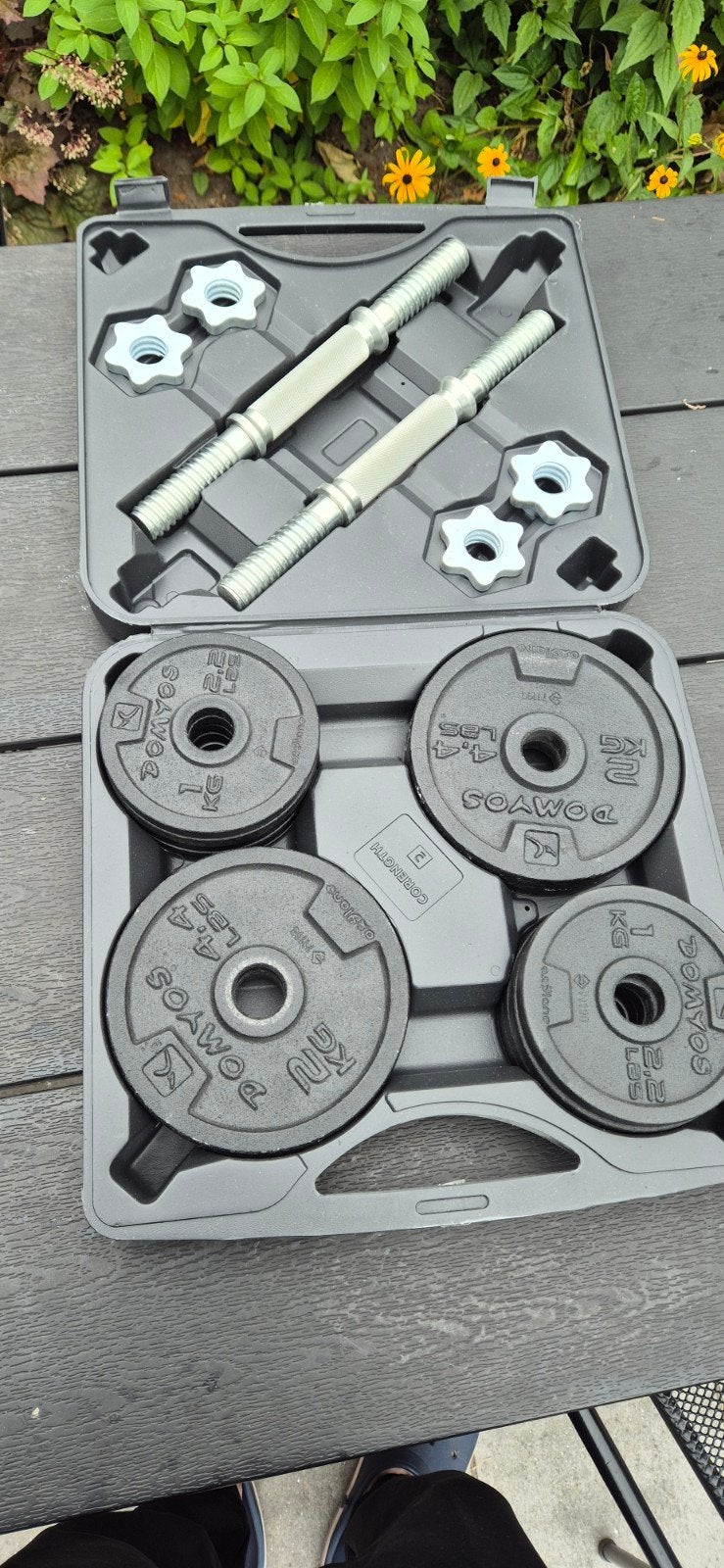 Domyos Halterset 20 kg met koffer, Sport en Fitness, Ophalen