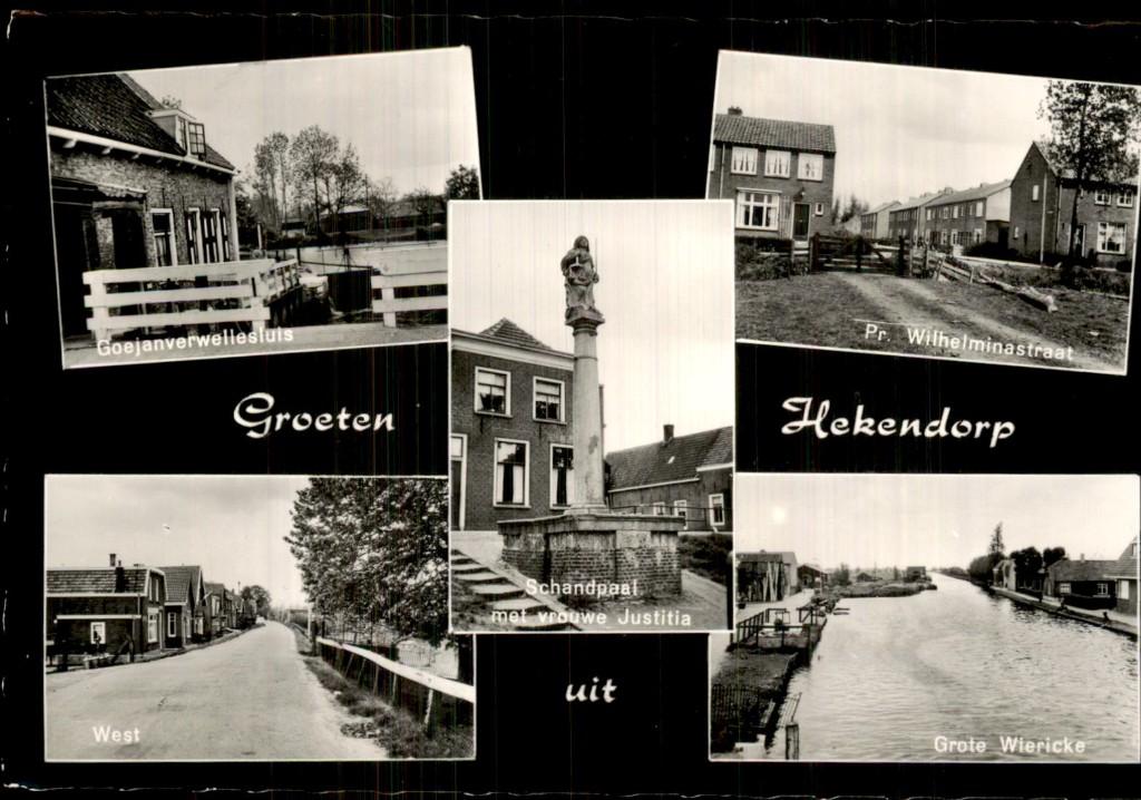 Hekendorp - Schandpaal - met vrouwe Justitia, Ophalen of Verzenden, 1940 tot 1960, Gelopen, Zuid-Holland
