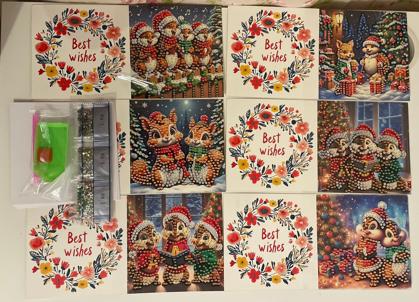 Diamond Painting 6 Eekhoorns kerstkaarten rond Nieuw, Hobby en Vrije tijd, Ophalen of Verzenden, Nieuw, Knutselwerk
