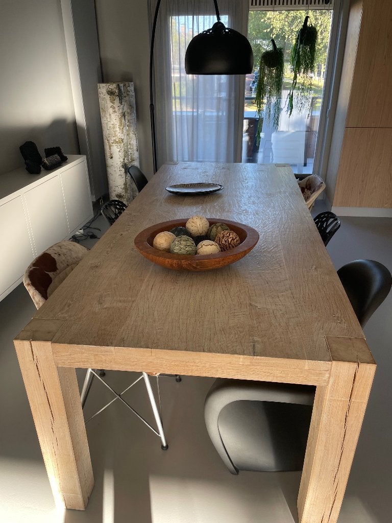 Rustiek eikenhouten tafel 240 x 100 cm, Ophalen, 100 tot 150 cm, Eikenhout, 200 cm of meer