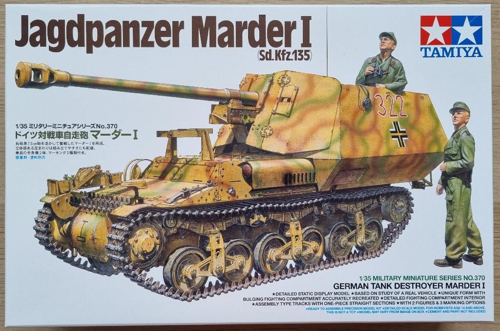 Tamiya #35370 1:35 WWII German Jagdpanzer Marder I, Hobby en Vrije tijd, Tank, 1:32 tot 1:50, Nieuw, Ophalen of Verzenden