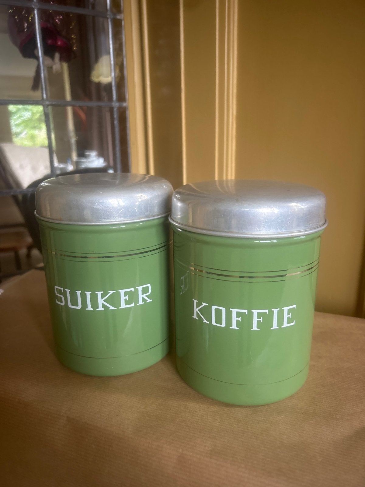 2 Vintage voorraadblikken: Suiker en Koffie, Ophalen of Verzenden