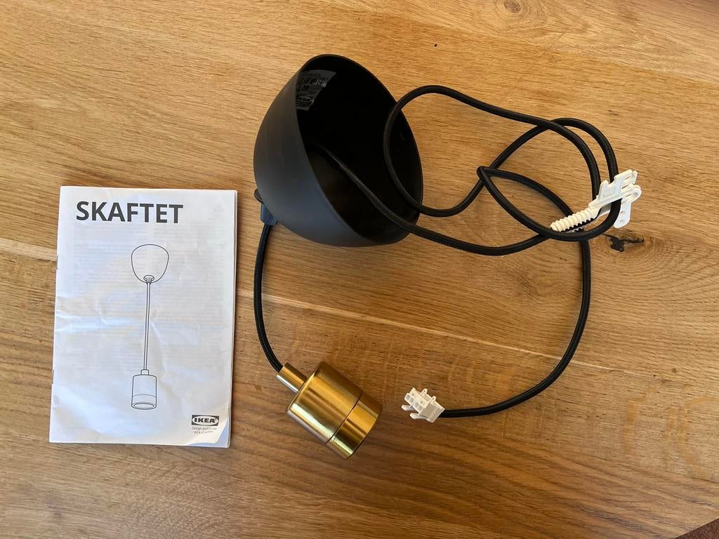 IKEA SKAFTET Pendelophanging Zwart/Messing, Ophalen, Nieuw, Metaal, Minder dan 50 cm