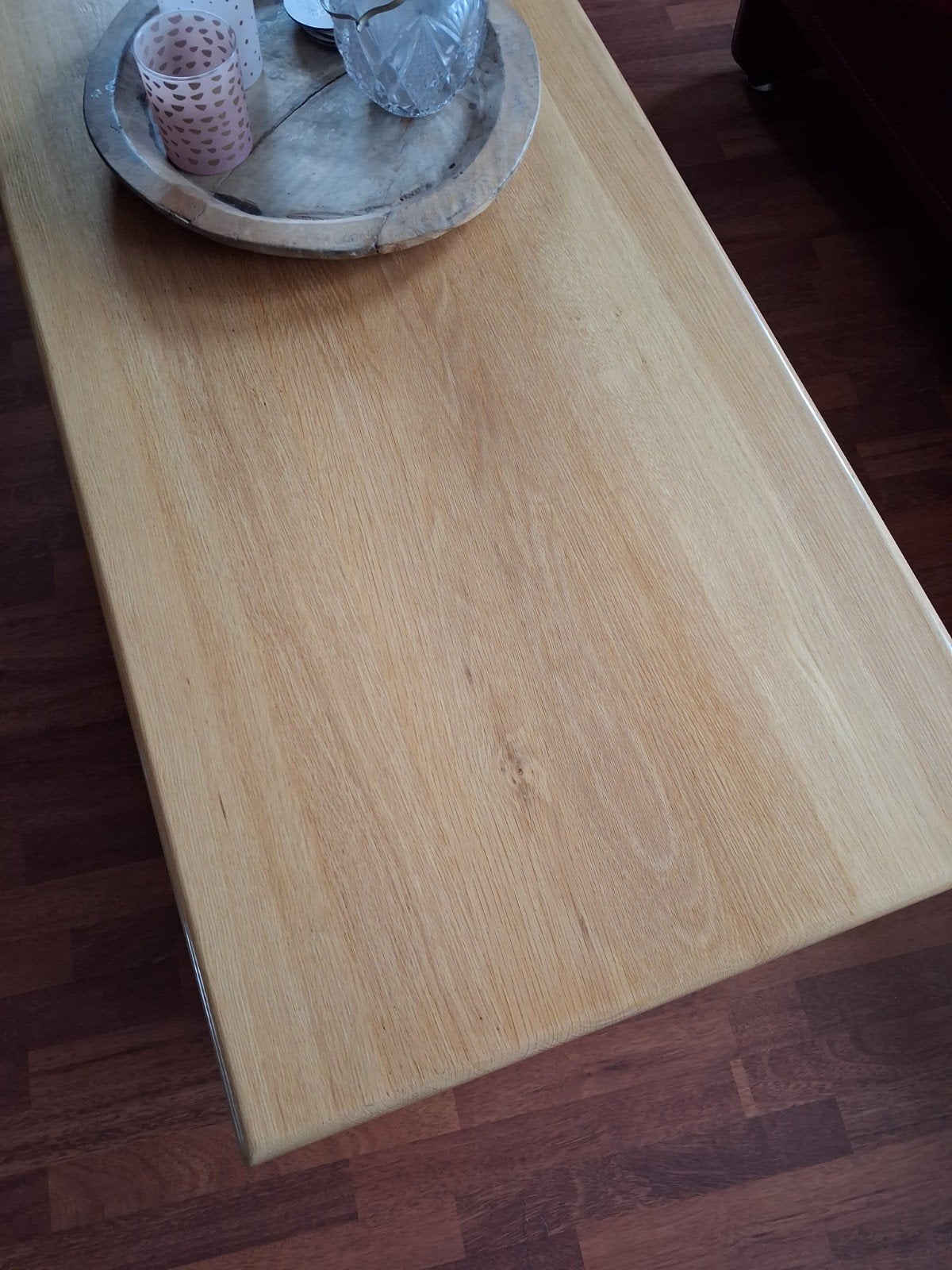 Massief eiken salontafel met lades, Huis en Inrichting, Ophalen, Gebruikt, 100 tot 150 cm, Eikenhout