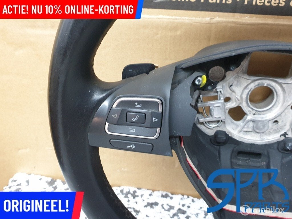 GOLF 6 T5 GP MULTIFUNCTIONEEL FLIPPERS Stuurwiel leder STUUR, Gebruikt, Volkswagen, Ophalen of Verzenden, Volkswagen
