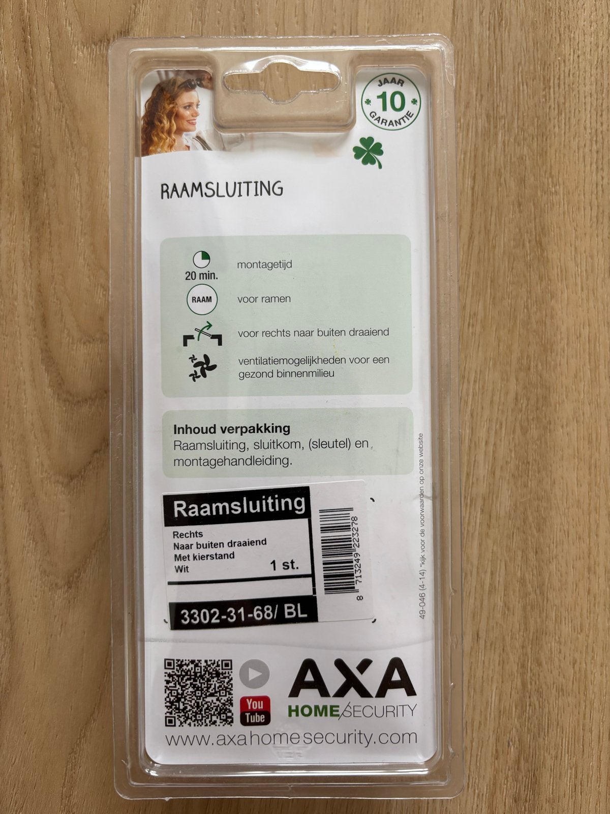 AXA Raamsluiting Wit Rechts - Nieuw in verpakking, Ophalen of Verzenden, Nieuw, Overige materialen, Schuif of Grendel