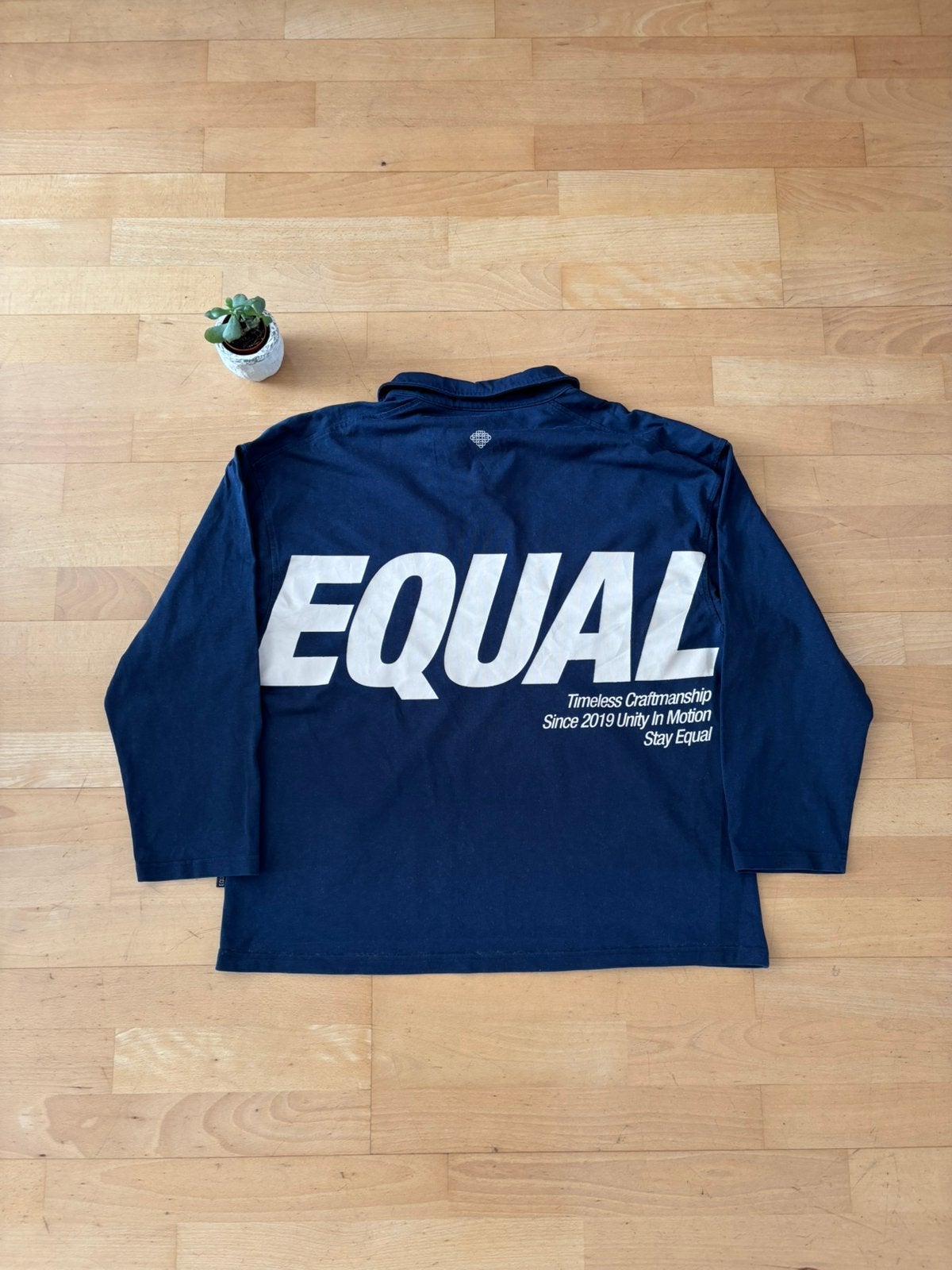 Equalite Longsleeve Polo Backprint Marineblauw XL, Kleding | Heren, Ophalen of Verzenden, Zo goed als nieuw, Maat 56/58 (XL), Blauw