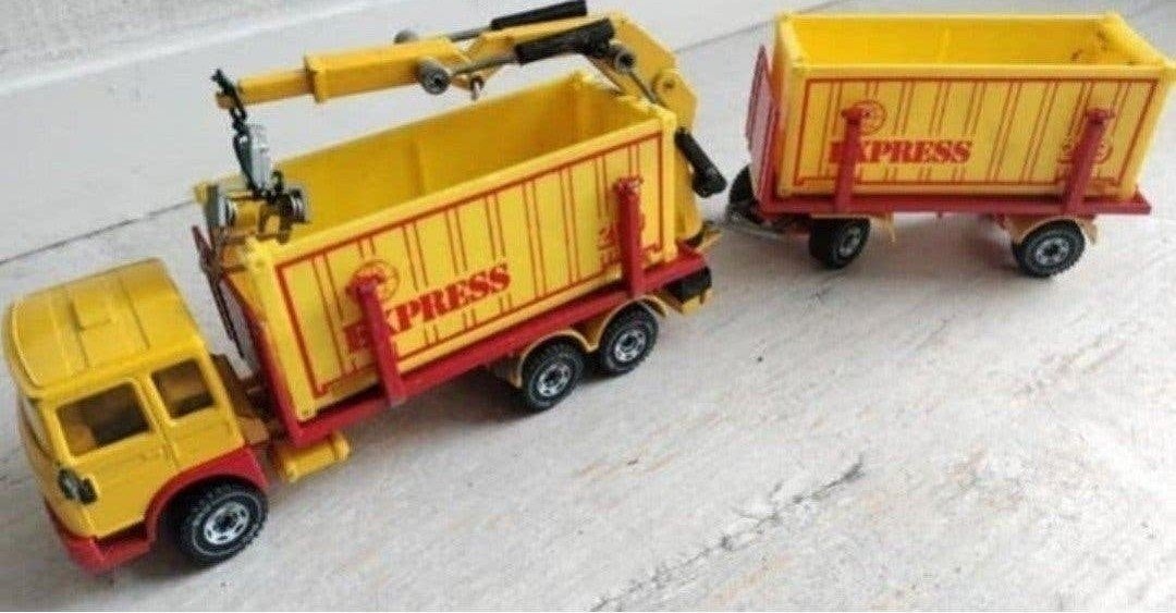 SIKU MAN CONTAINERWAGEN met aanhanger en kraan, Hobby en Vrije tijd, Ophalen of Verzenden, Gebruikt, Bus of Vrachtwagen, SIKU