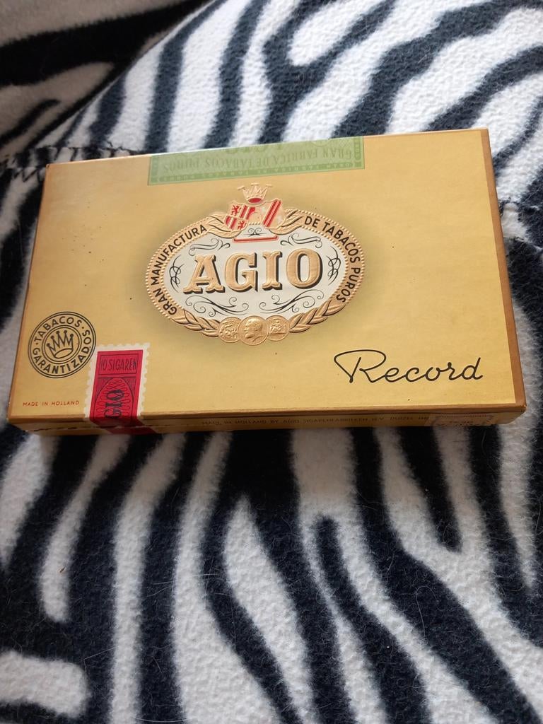 Vintage Agio Record Sigaren Doos met Sigaren, Ophalen of Verzenden, Gebruikt, Tabaksdoos of Verpakking
