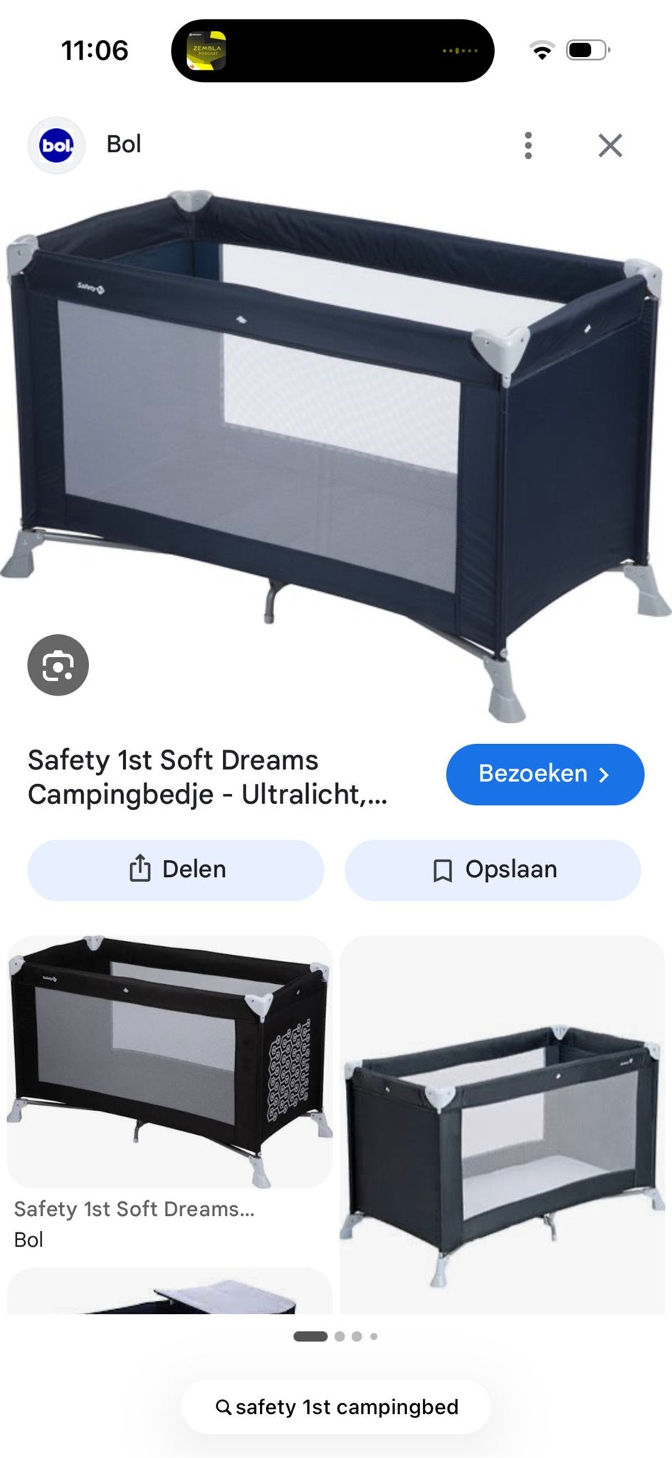 Campingbedje met opvouwbaar matrasje, Ophalen, Zo goed als nieuw, Reisbedje