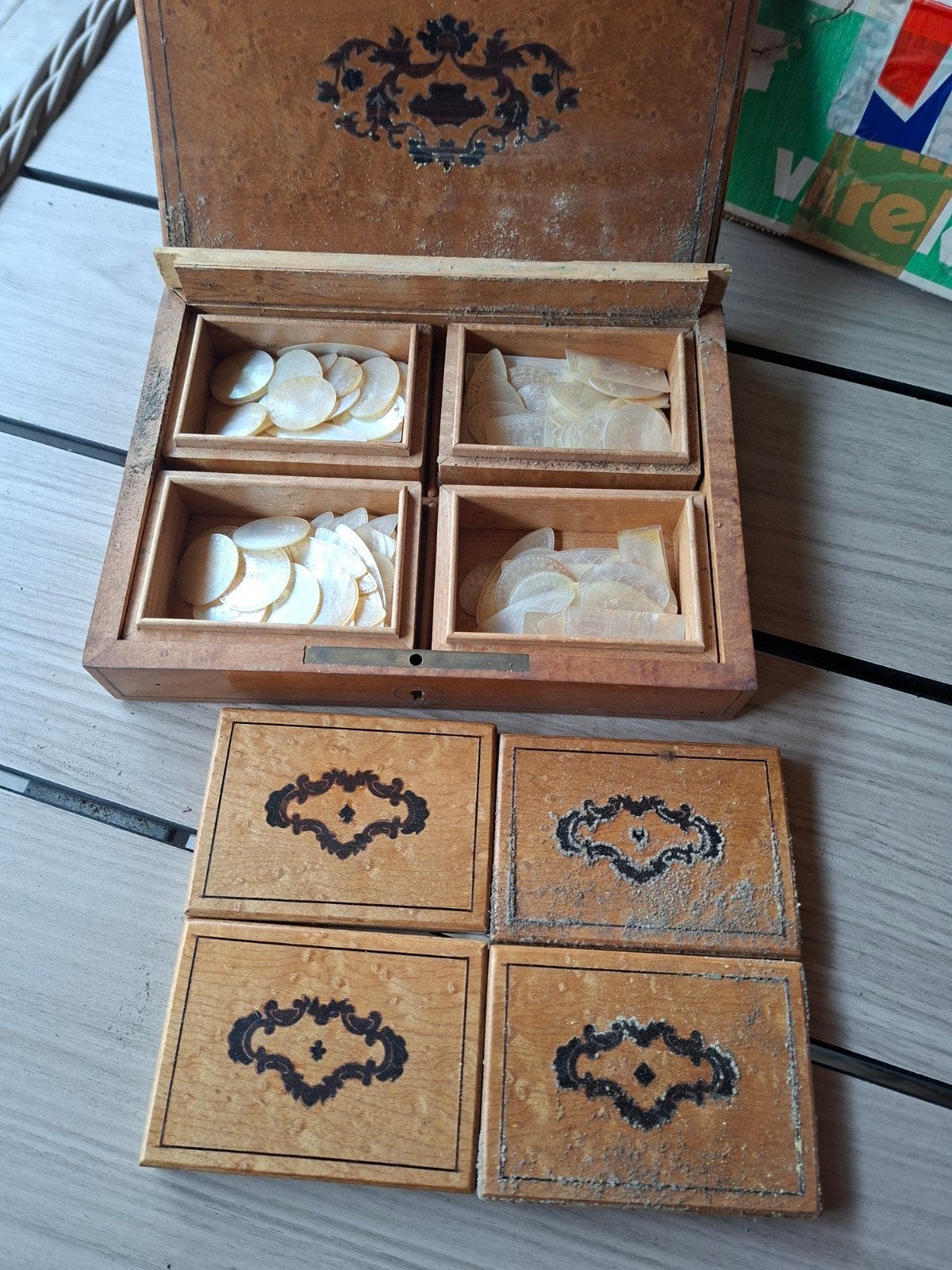 antieke chinese export parelmoer Whistset, Antiek en Kunst, Curiosa en Brocante, Ophalen