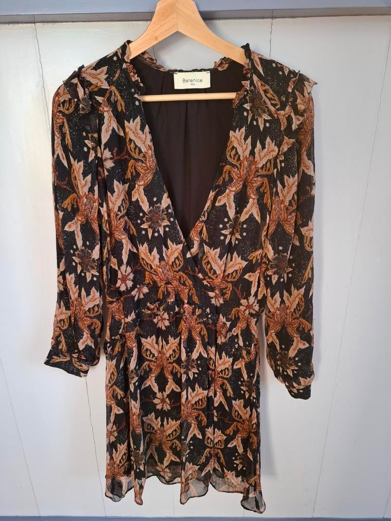 Bruin/Zwarte "Berenice" dames jurk. Mt.40/L, Kleding | Dames, Maat 38/40 (M), Berenice, Bruin, Ophalen of Verzenden