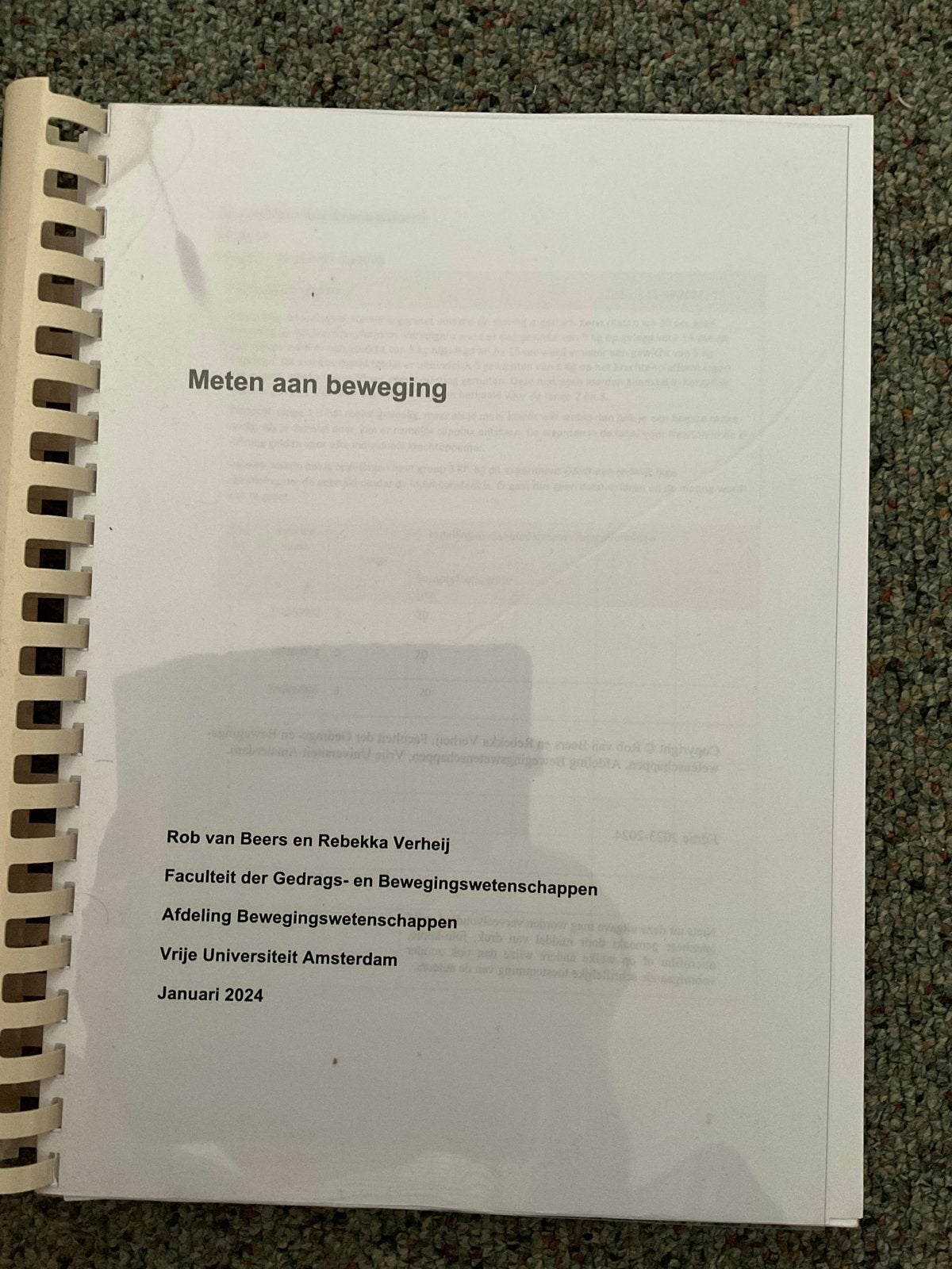 Meten aan beweging - Vrije Universiteit Amsterdam, Boeken, Ophalen of Verzenden, Beta, Zo goed als nieuw, WO