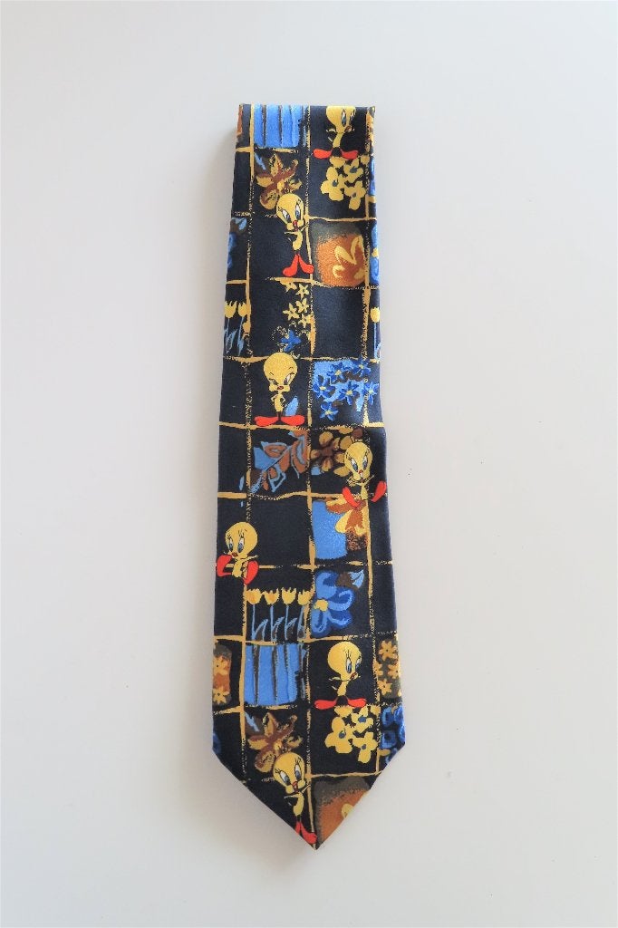 Stropdas Looney Tunes (3463), Kleding | Heren, Stropdassen, Blauw, Ophalen of Verzenden, Zo goed als nieuw, Met patroon