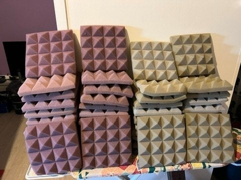 Studio schuimpanelen/Geluidsabsorberend schuim, 24x24cm, 46x, Ophalen of Verzenden, Nieuw, Overige materialen, 20 tot 50 mm