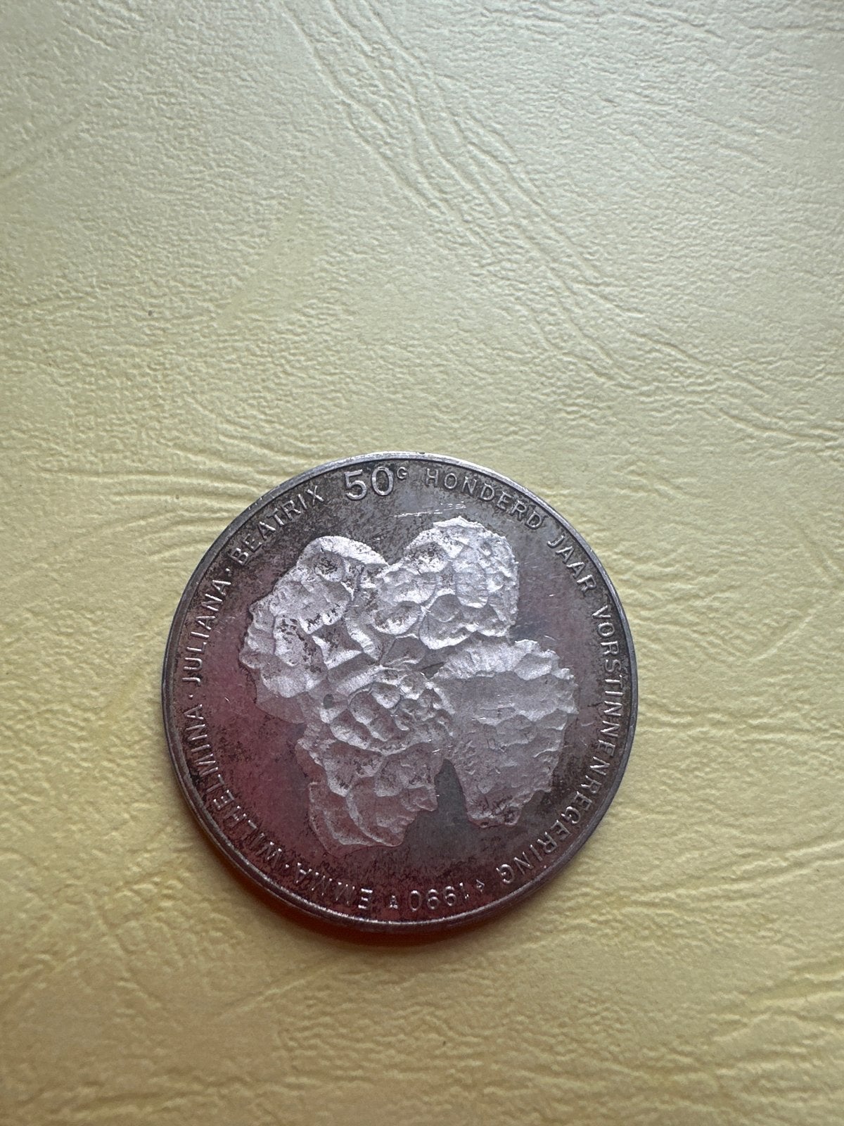 50 Gulden Munt 1990 - Honderd Jaar Vorstinnen Regering, Koningin Beatrix, Zilver, Ophalen of Verzenden, Losse munt
