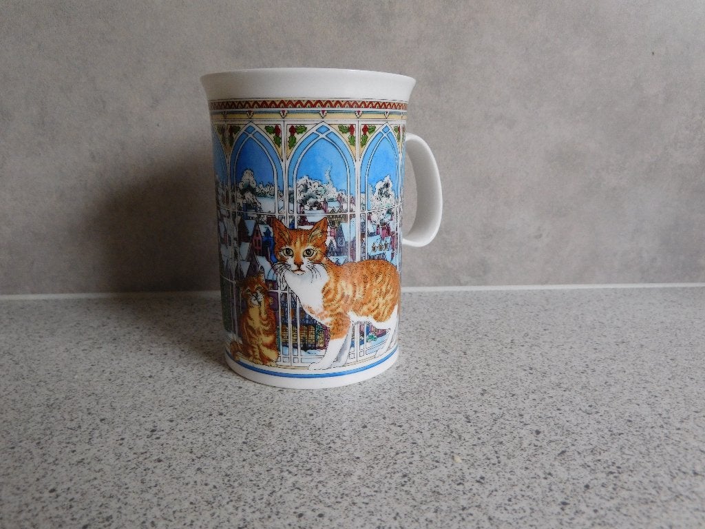 Mok Fine Bone China Christmas Cats by Sue Scullard Dunoon, Overige merken, Ophalen of Verzenden, Zo goed als nieuw, Overige stijlen