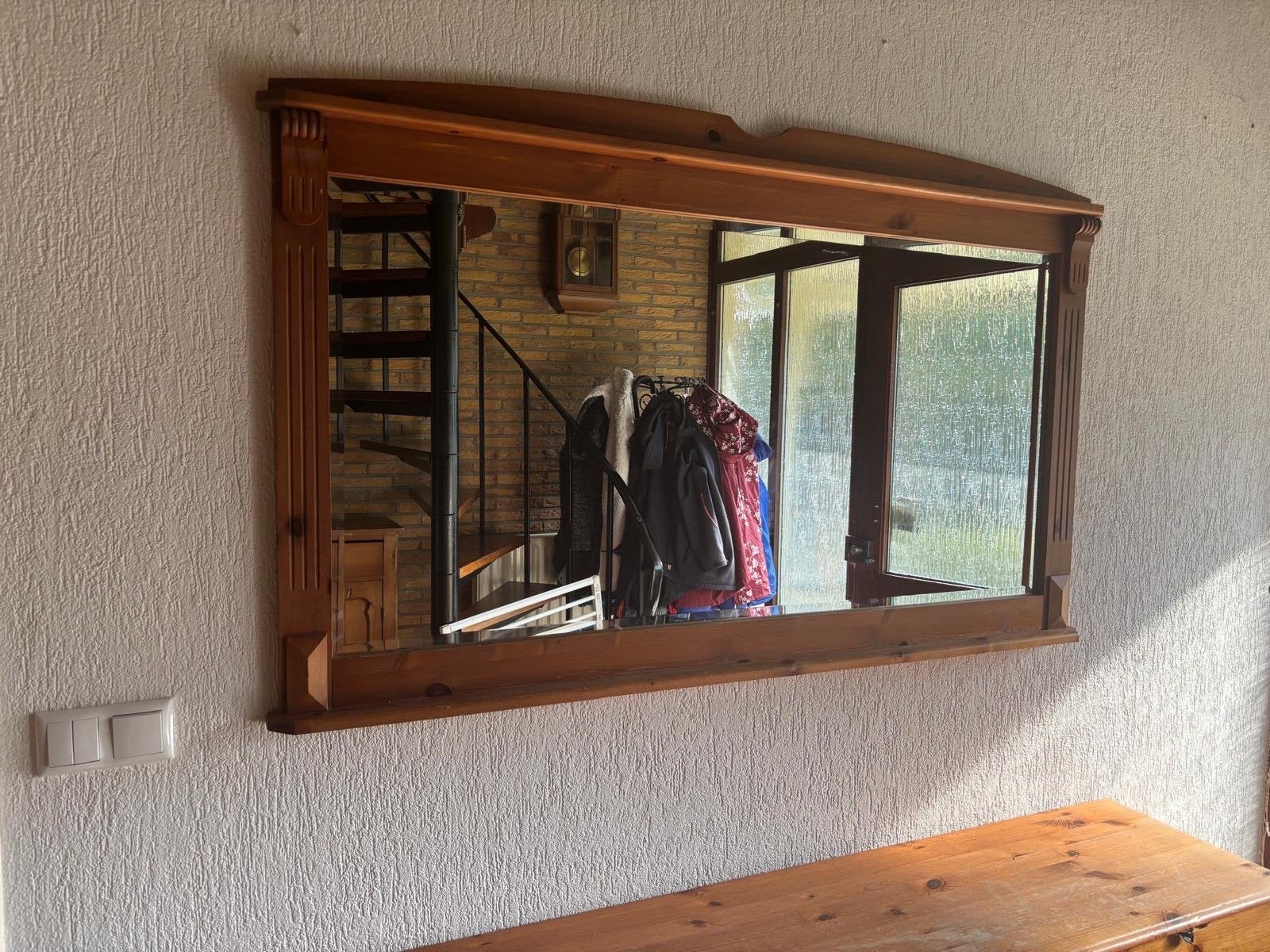 Houten spiegel met plankje - 150x89, 6cm, Ophalen, Gebruikt, 125 cm of meer, Minder dan 100 cm