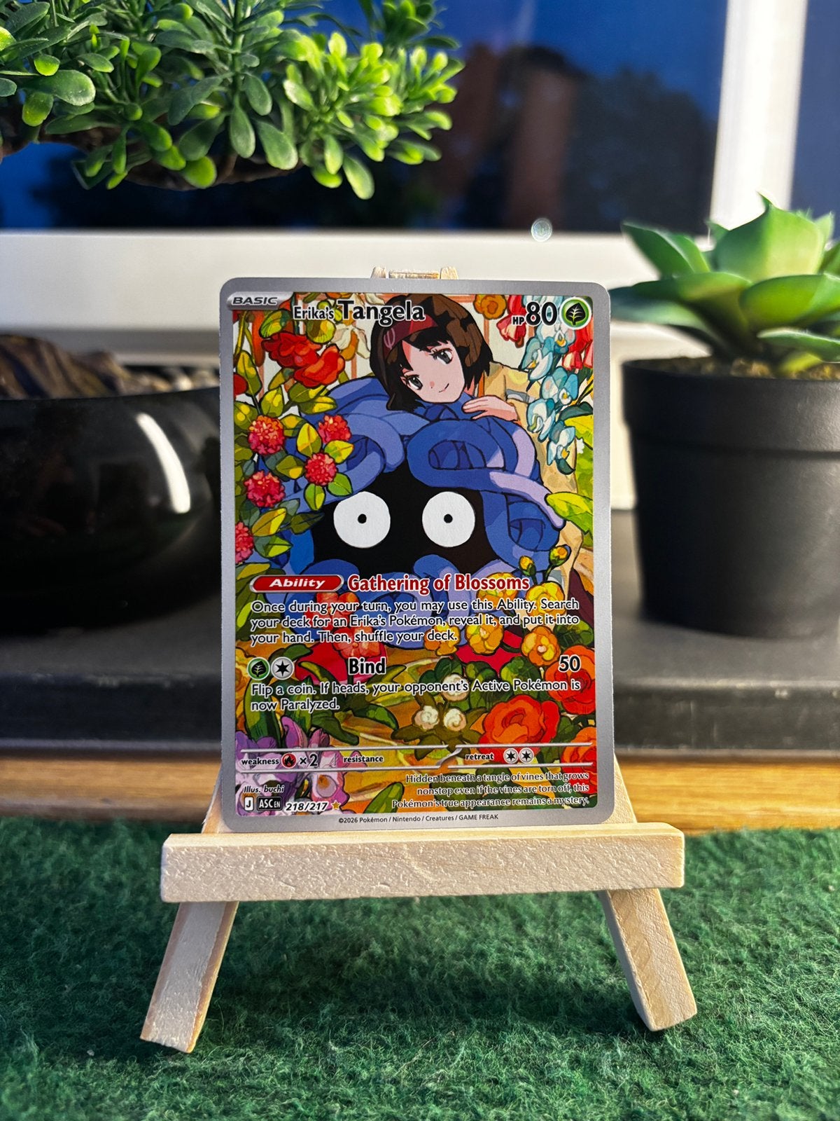 Pokémon Erika’s Tangela (218/217), Ophalen of Verzenden, Nieuw, Losse kaart, Foil
