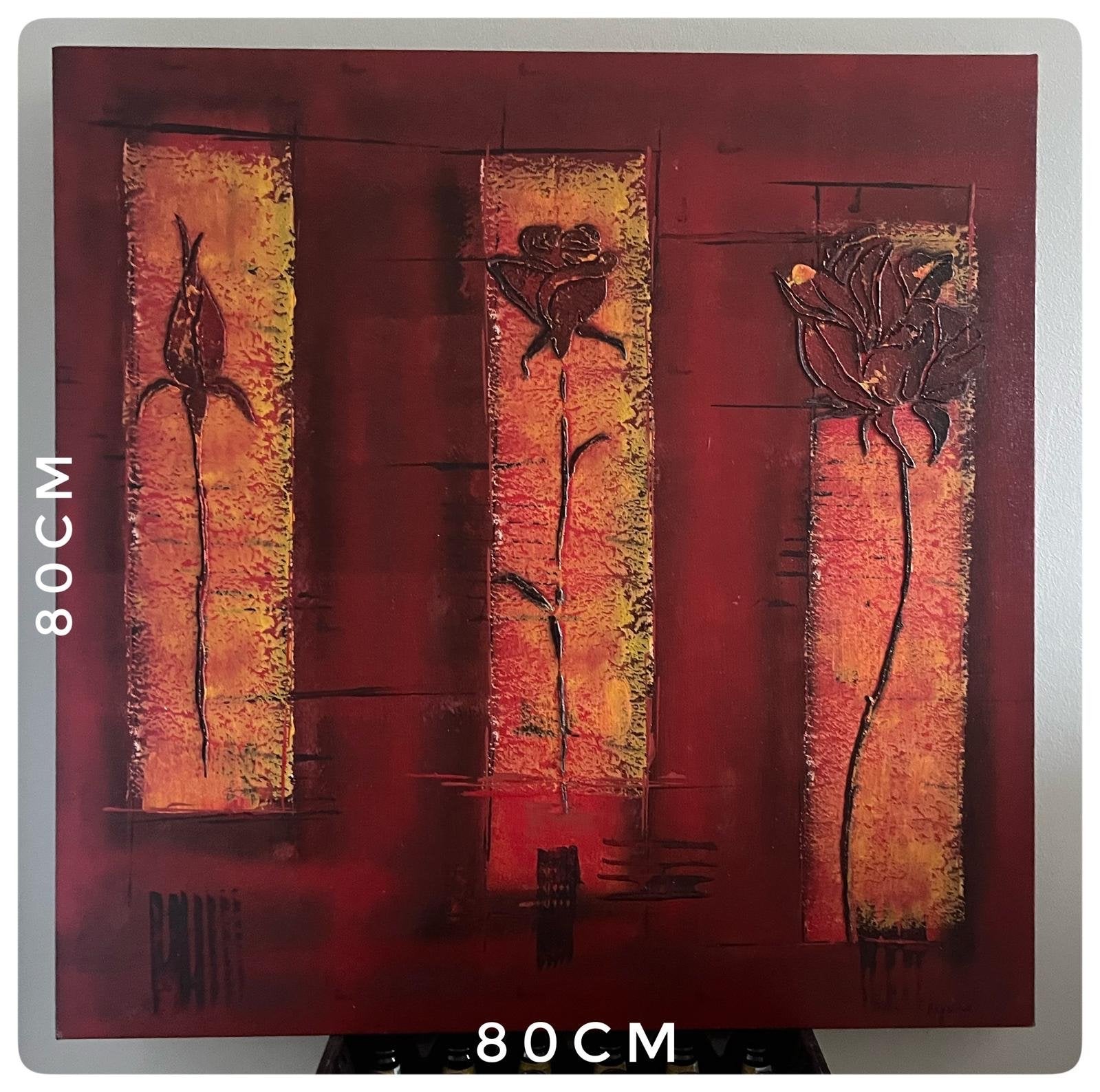 Modern Schilderij met Rode Rozen - 80x80 cm, Ophalen