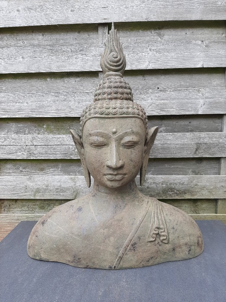 Bronzen Buste van Boeddha /rasmi/chakra Ajna/Azië/Thailand, Ophalen of Verzenden, Nieuw, Overige materialen, 51 cm