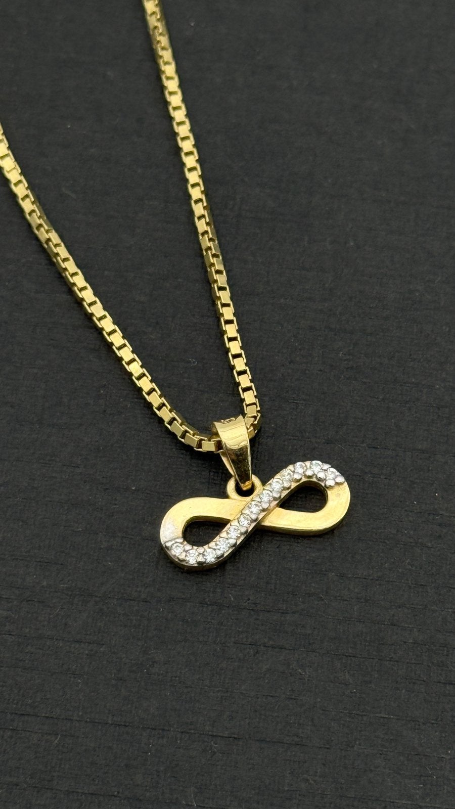 14K Goud Venetiaanse (Box Chain) Ketting met infinty hanger, Sieraden, Tassen en Uiterlijk, Kettingen, Met hanger, Nieuw, Ophalen of Verzenden
