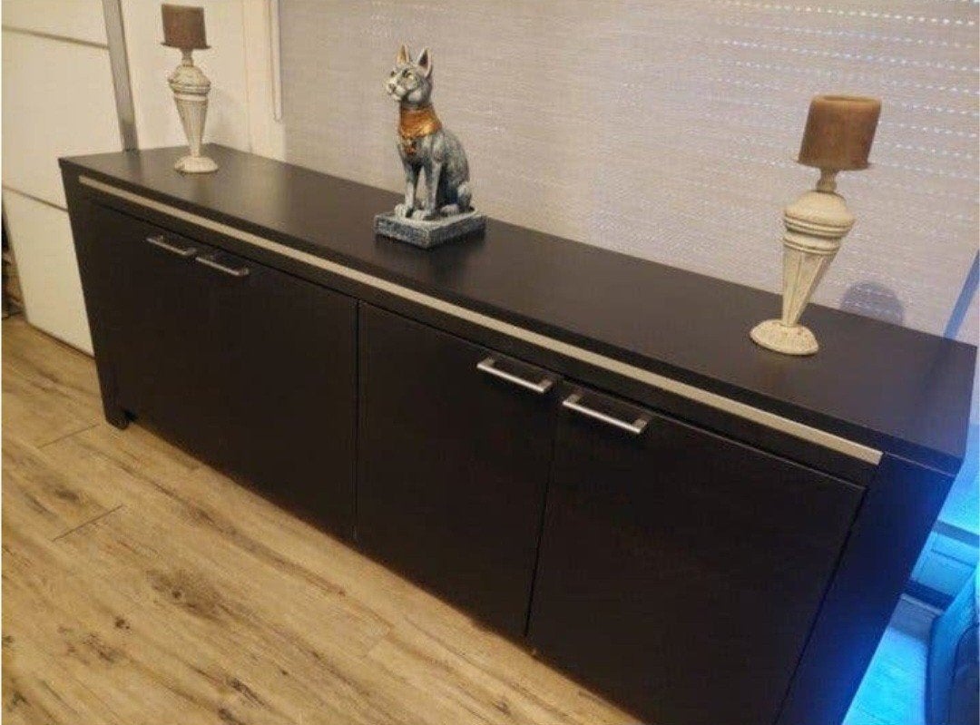 Zwart eiken dressoir, Ophalen, Gebruikt, Eikenhout, 200 cm of meer
