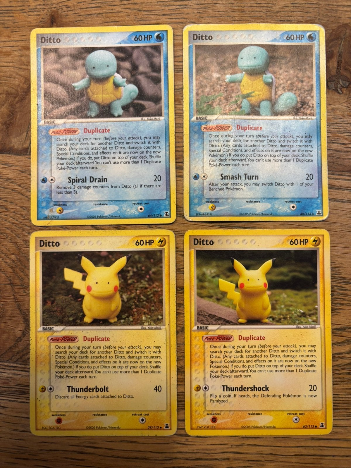 Pokemon Ditto 4x Pikachu Squirtle, Ophalen of Verzenden, Gebruikt, Meerdere kaarten